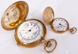 2 x Zenith Taschenuhren: Herrentaschenuhr, 585er Roségold, 98,3 g. Sprungdeckeluhr, Staubdeckel auch