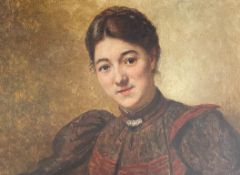 Eduard Daelen (1848-1923), Damenportrait. Portrait of a Lady, Öl/Lwd, 32 x 42 cm