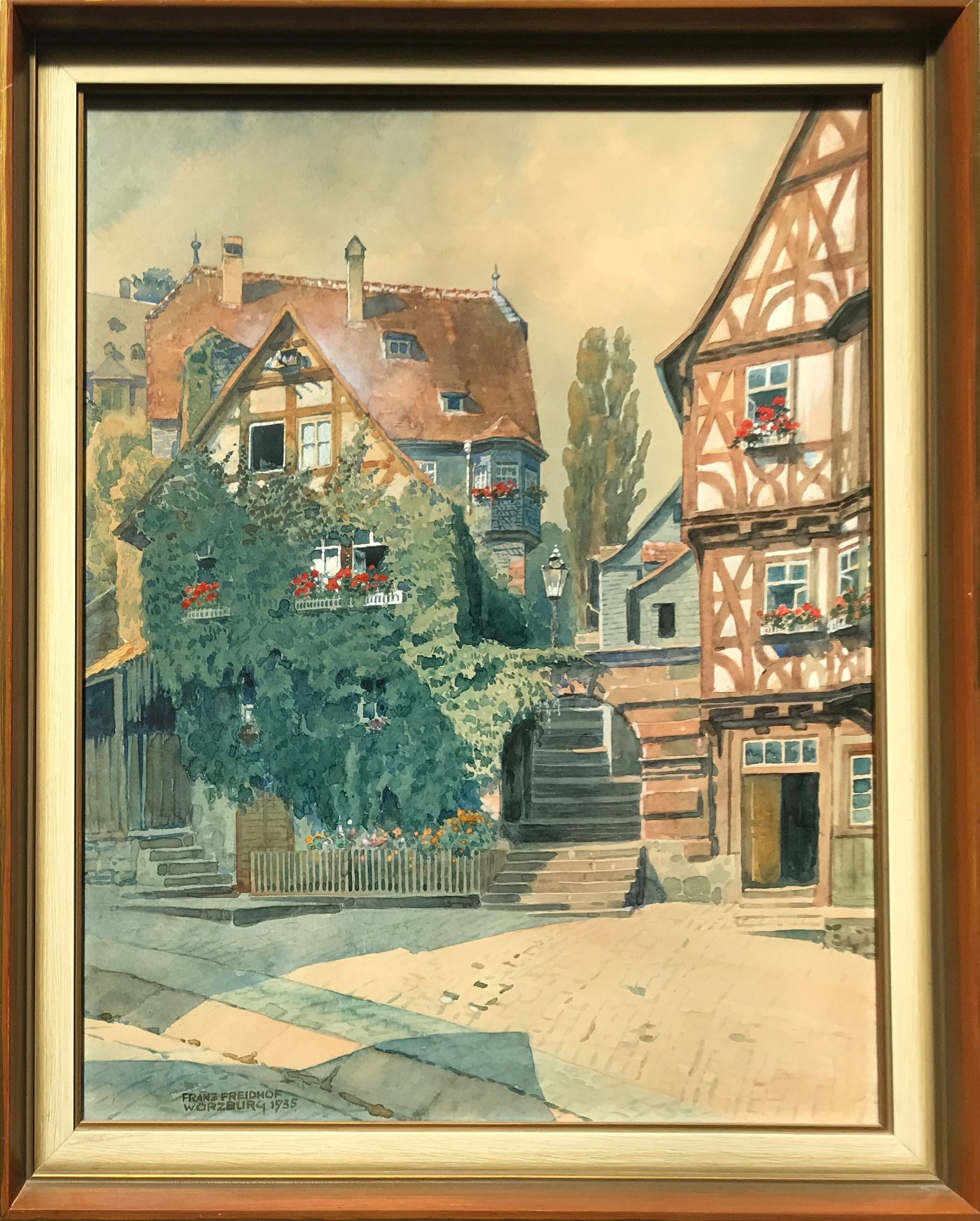 Franz Freidhof (1874-1958), vier fränkische Ansichten: Schloss Mespelbrunn, sign. und dat. 1934, - Bild 10 aus 13