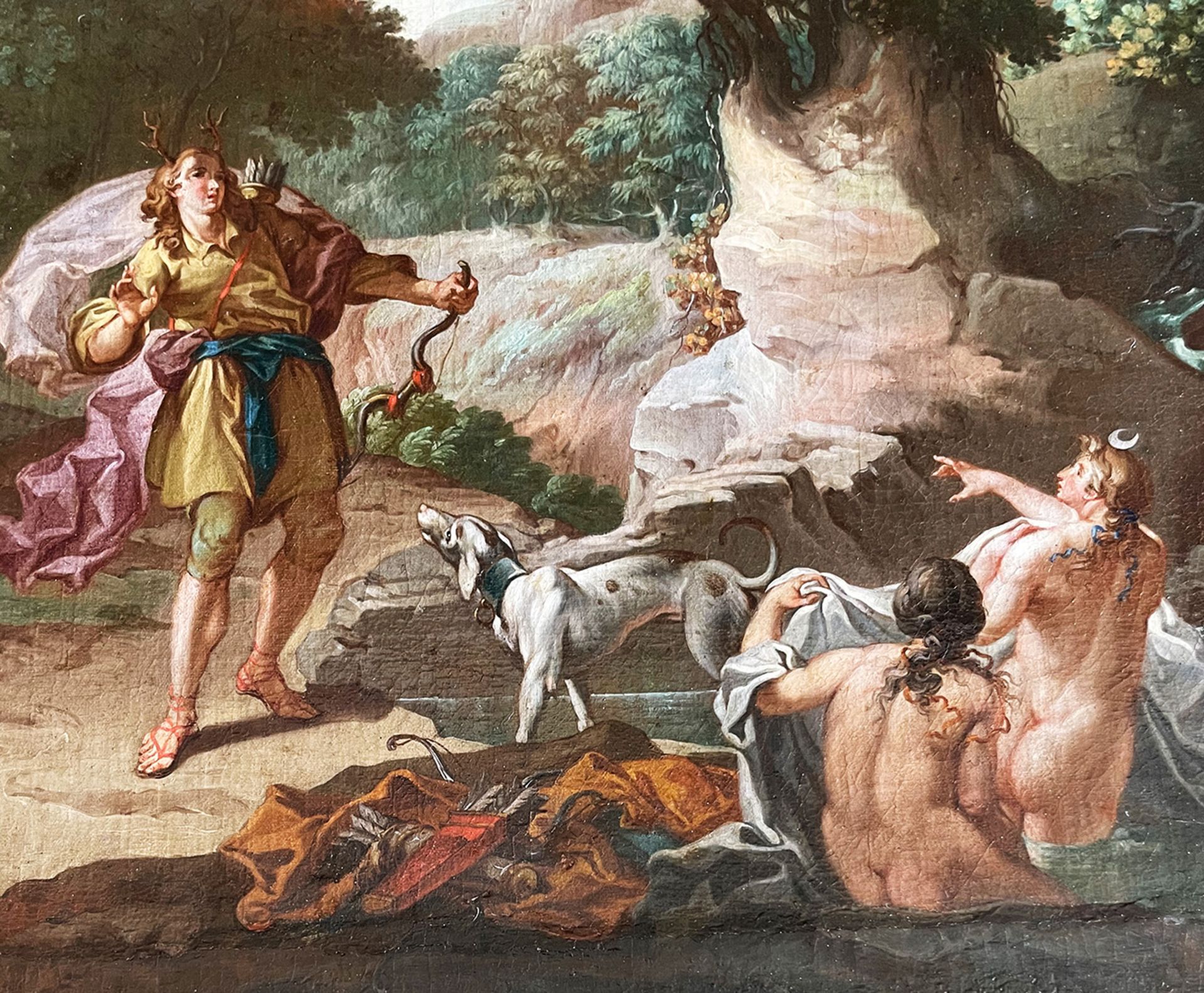 Unbekannter Künstler, Niederlande, um 1700, Vielfiguriges, mytholgisches Thema inmitten einer - Image 3 of 6