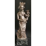 Otto Sonnleitner (1906-1985), Madonna, Bronze, monogrammiert OS, auf Marmorsockel, insg. 38,5 cm