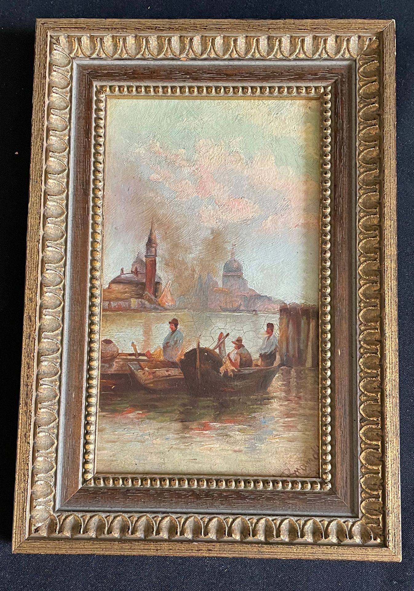 Fischerboote in Venedig, Venecia, signiert, Öl auf Malkarton, 25 x 15 cm - Image 3 of 5