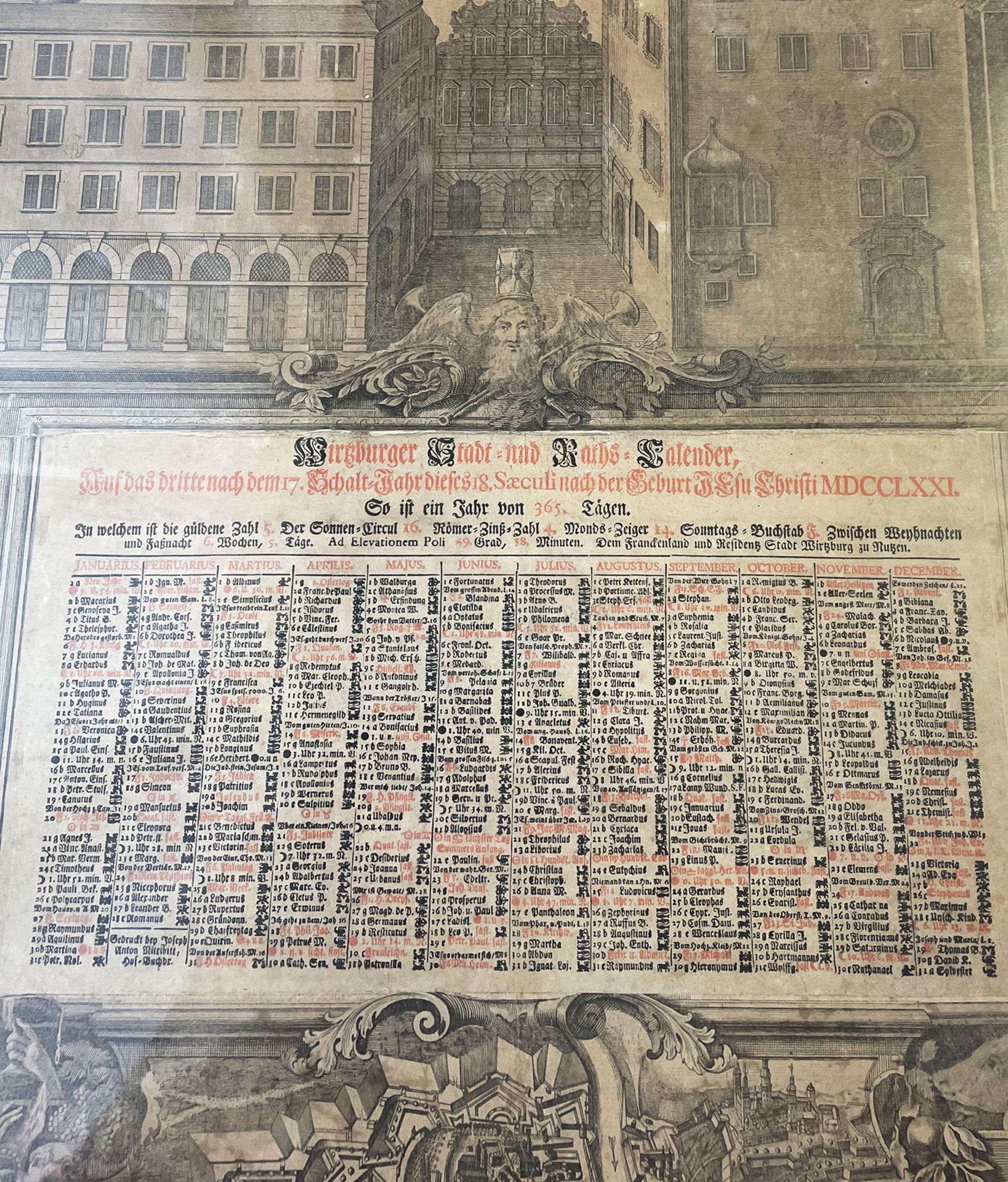 Konvolut Kalenderblätter: 1 x Augsburger Ratskalender 1755 "Des Heil. Röm. Reichs Stadt Augsburg - Image 3 of 6