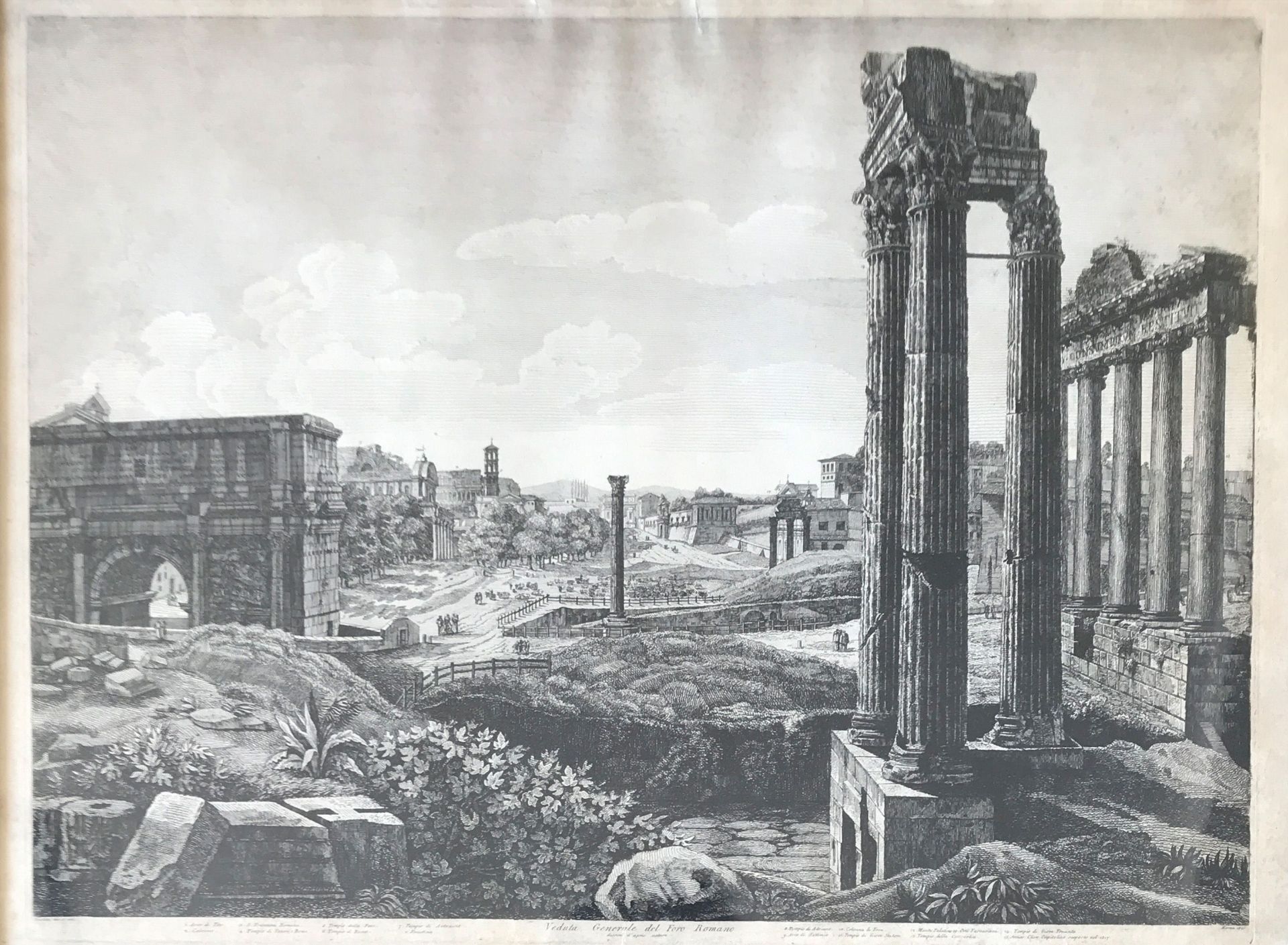 Luigi Rossini (1790-1857), drei Ansichten von Rom, Radierungen: "Veduta Generale del Foro Romano", - Image 5 of 8