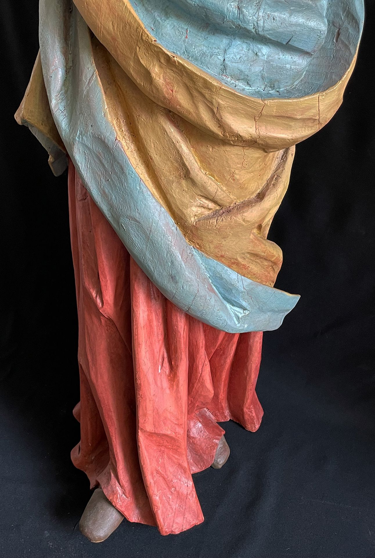 Franken, 18./19. Jh., Maria als Schmerzensmutter, in rot-blauer, faltenreicher Gewandung, mit - Image 7 of 7