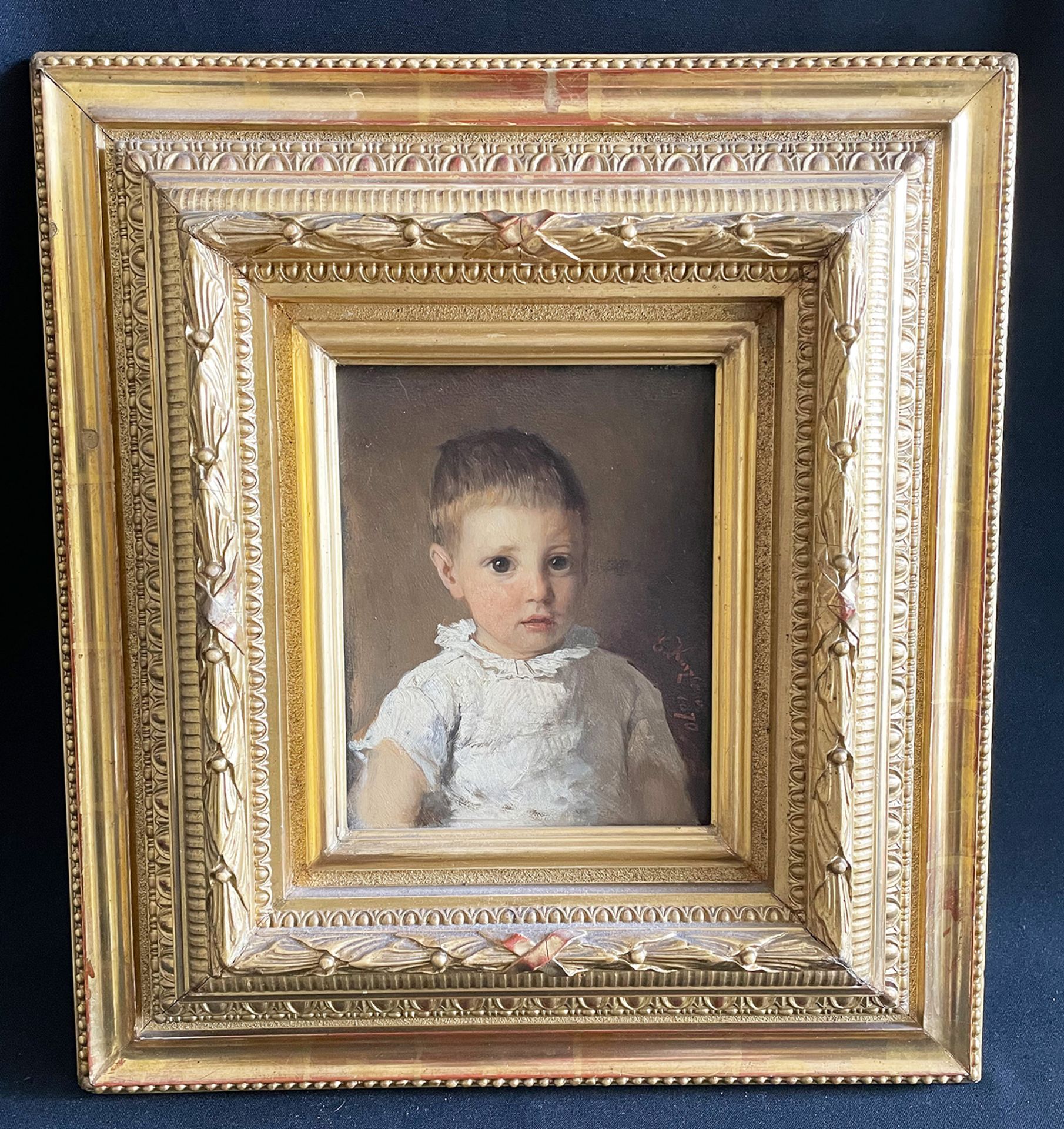 Eduard KURZBAUER (1840-1879), Portrait von einem niedlichen Kind, signiert und datiert: "1870". Öl