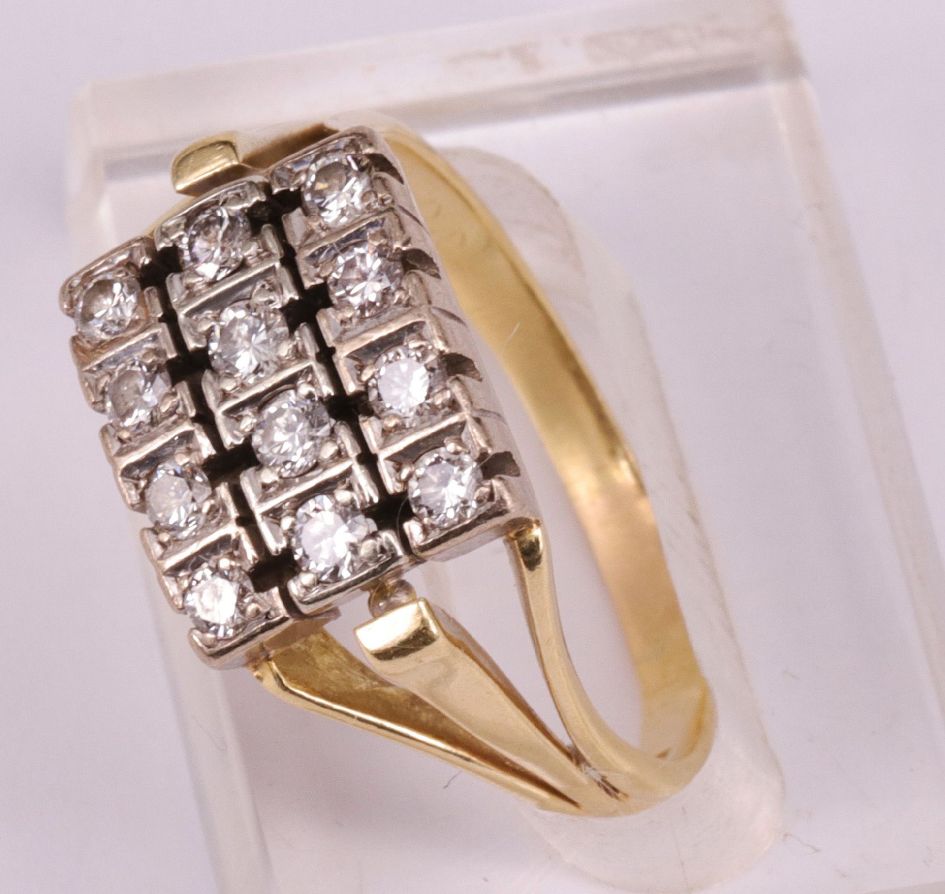 3 Damenringe mit Diamanten: Ring, 750er WG, mit zentralem Stein und 10 Steinen im Kreis (davon einer - Image 6 of 8