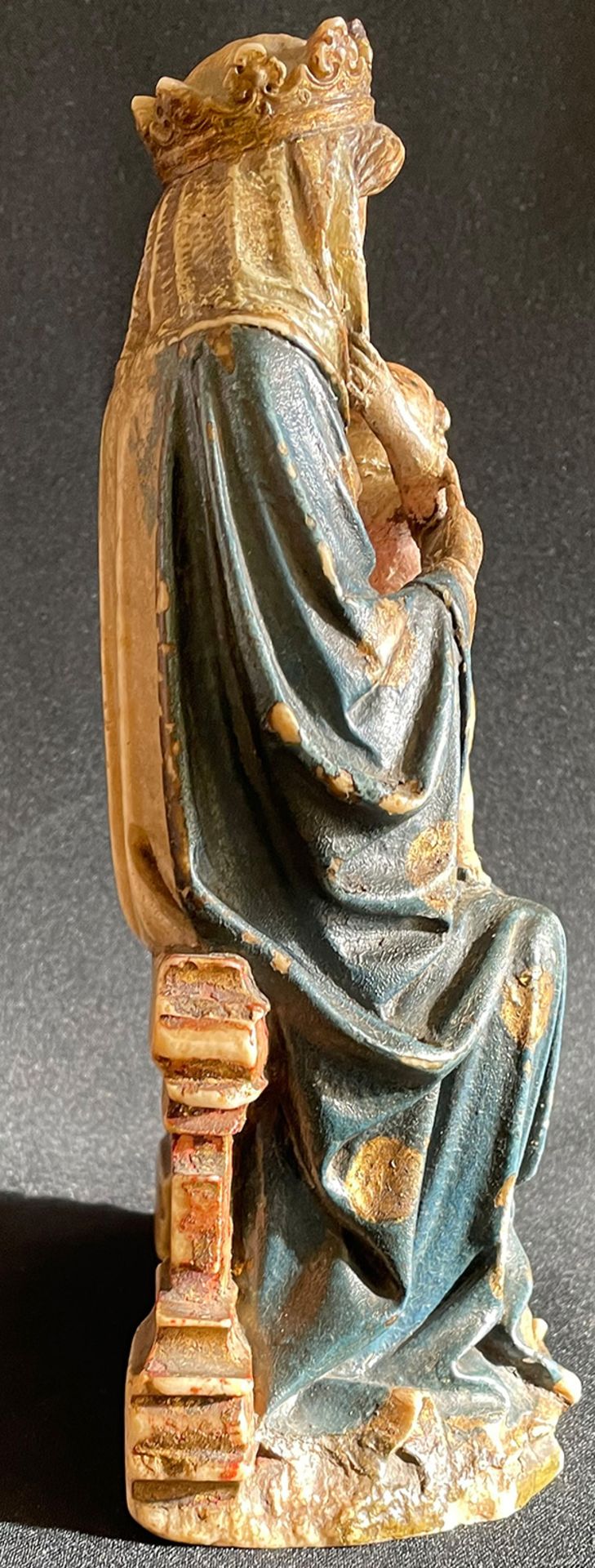 Madonna mit Kind, 17./18. Jh., Alabaster/Stein ?, Kopf des Kindes restauriert, Höhe 25,5 cm - Image 3 of 9