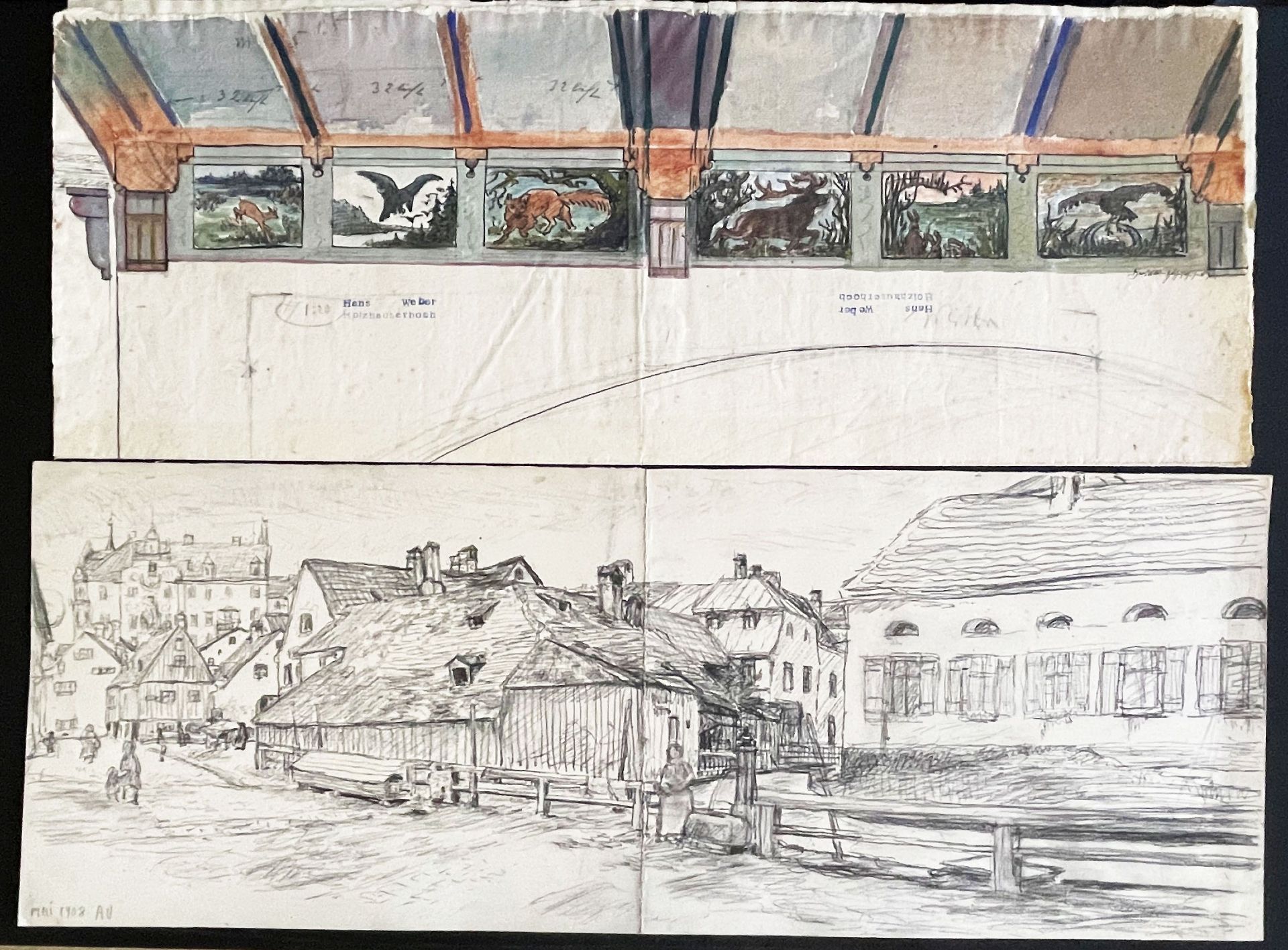 Hans Weber, Anfang 20. Jh., Mappe mit diversen Zeichnungen und Aquarellen: längsrechteckige - Image 6 of 13