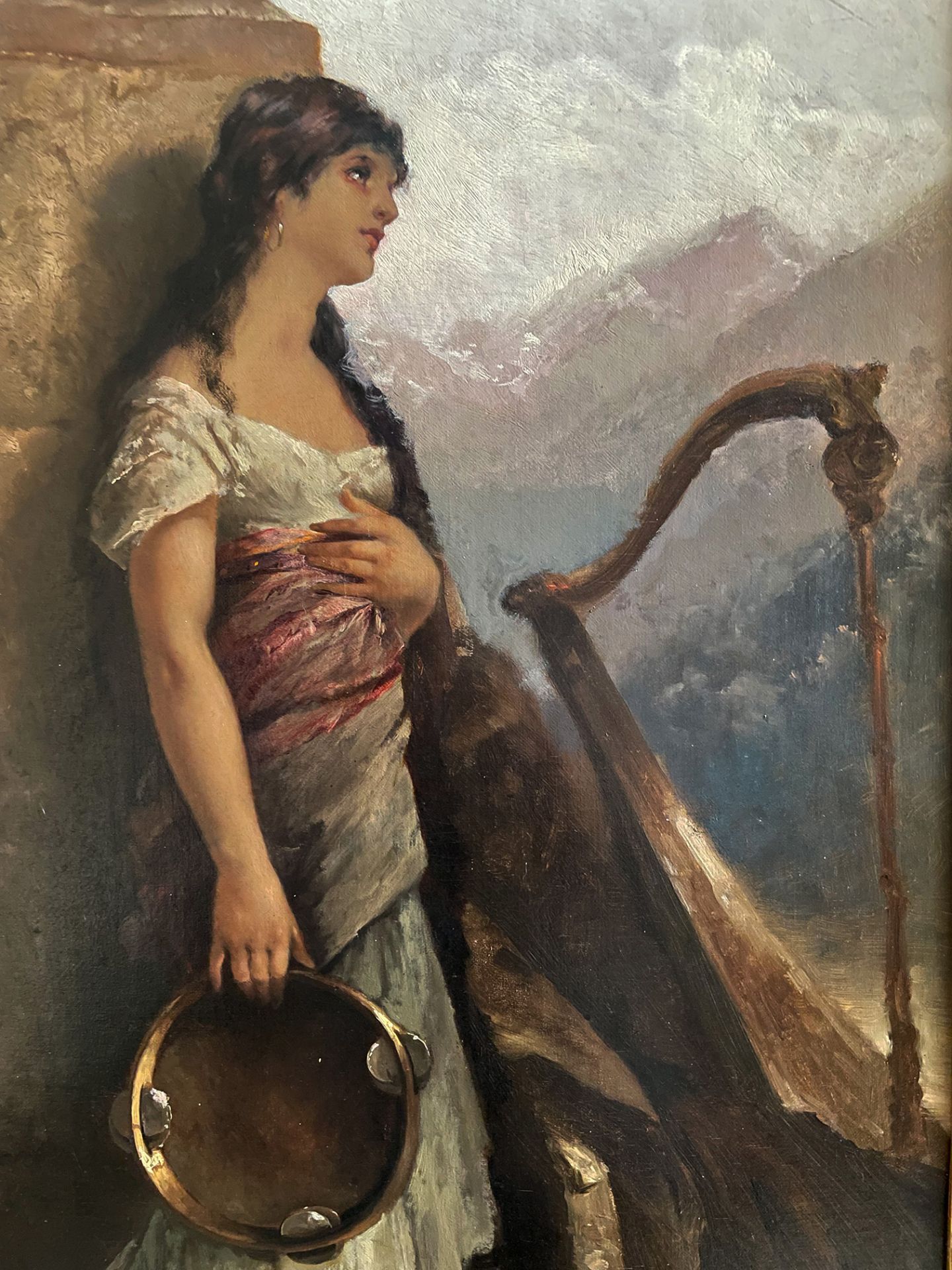 Anselm Feuerbach (Speyer 1829 - 1880 Venedig) zugeschr., Tamburinspielerin: junge Frau an Hauswand - Bild 2 aus 9