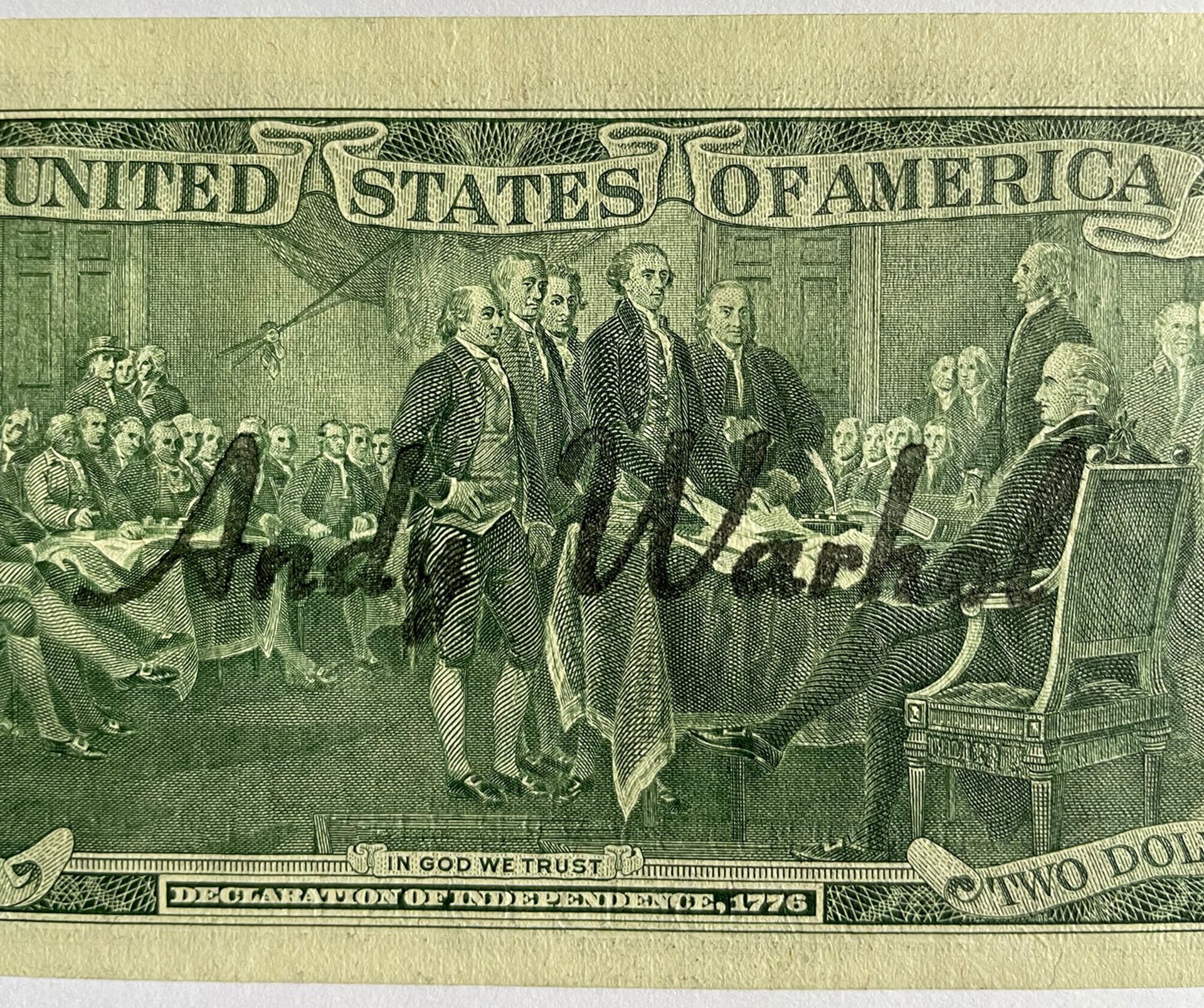 WARHOL, ANDY (1928-1987), 2 Dollar, Jefferson, 1976, Autograph,Multiple entsprechend der Two- - Image 6 of 8