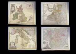 Konvolut alte Karten, Sammlungsauflösung: 1 x Britannien, 1 x Italien, 1 x Belgien / Friesland, 1