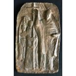 Otto Sonnleitner (1906-1985), Hl. Kilian mit zwei weiteren Figuren, Relief, Bronze, mongrammiert OS,