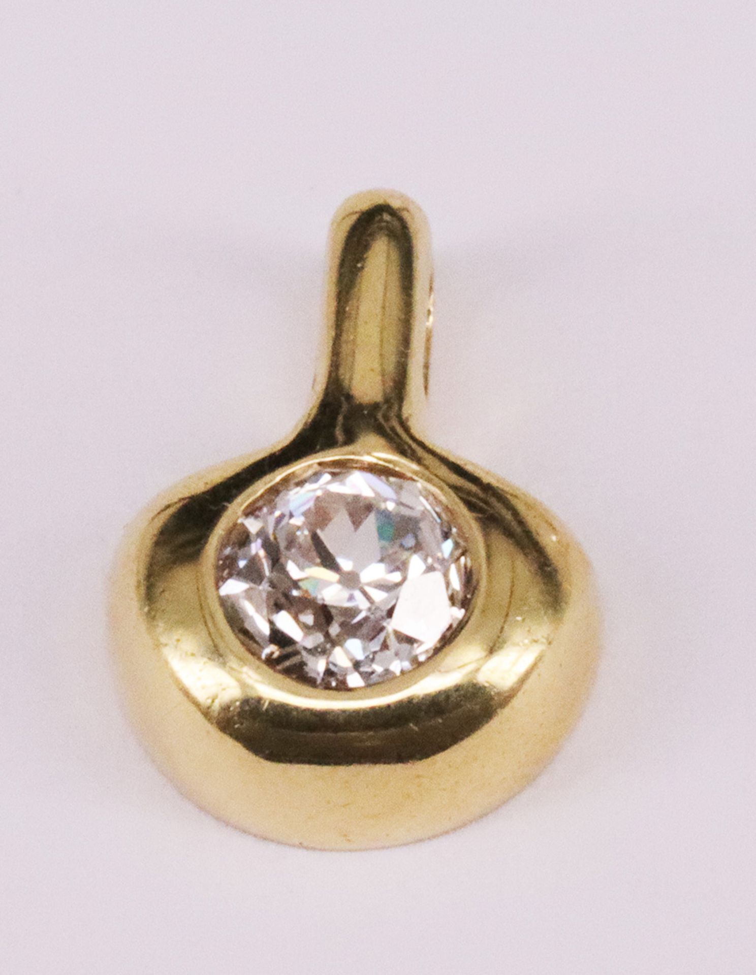 Anhänger, 585er GG, ca. 0,5 ct Altschliff Diamant, mind. vsi, sehr gute Qualtität (schwarze - Image 3 of 4