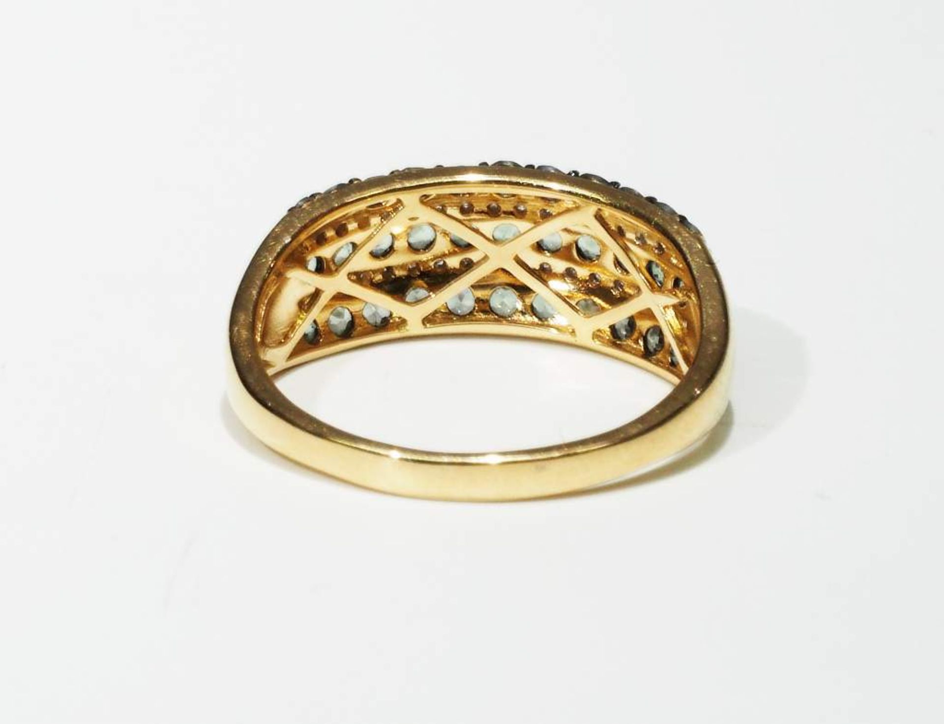 Ring mit Diamanten und grünen Korunden (Saphiren), - Bild 5 aus 7