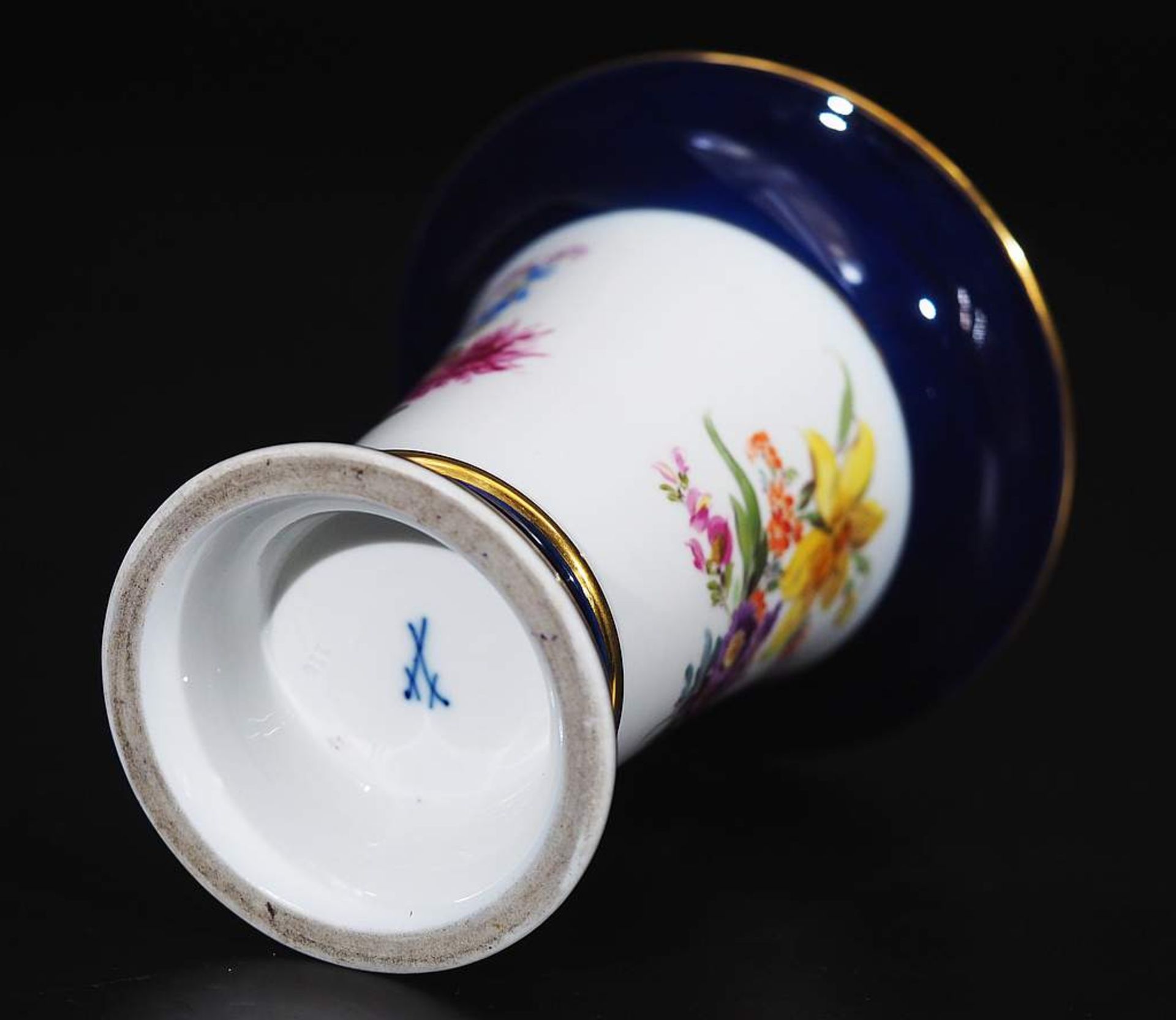 Kobaltrand-Vase, MEISSEN 1860 - 1923, 1. Wahl. - Bild 4 aus 5