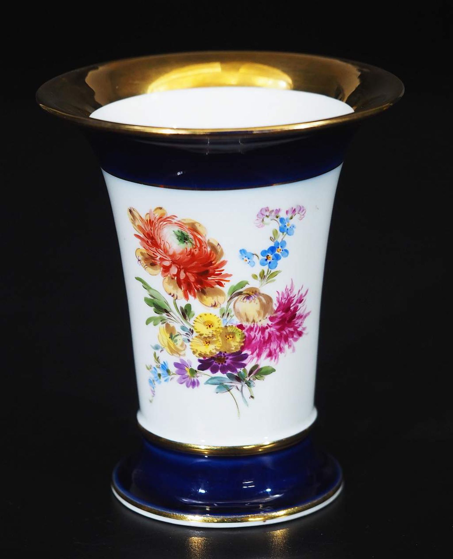 Kobaltrand-Vase, MEISSEN 1860 - 1923, 1. Wahl. - Bild 2 aus 5