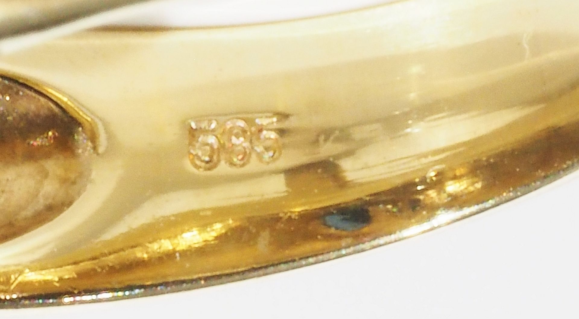 Damenring, 750er Gelbgold, besetzt mit synthetischen Farbsteinen und Diamant. - Image 6 of 6