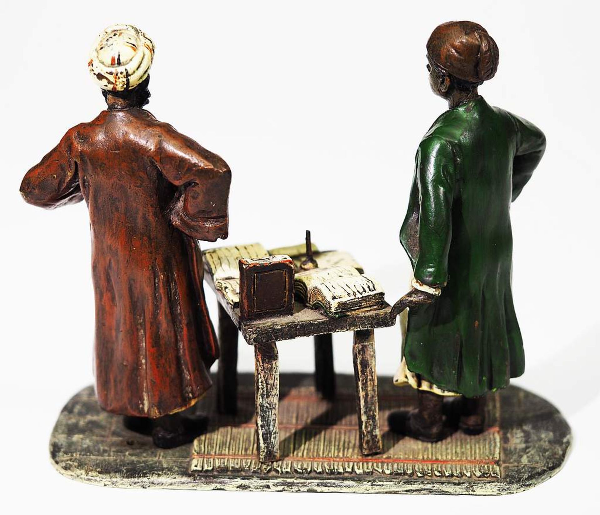Wiener Bronze. "Zwei Gelehrte am Schreibtisch", von Franz Bergman. - Bild 4 aus 7