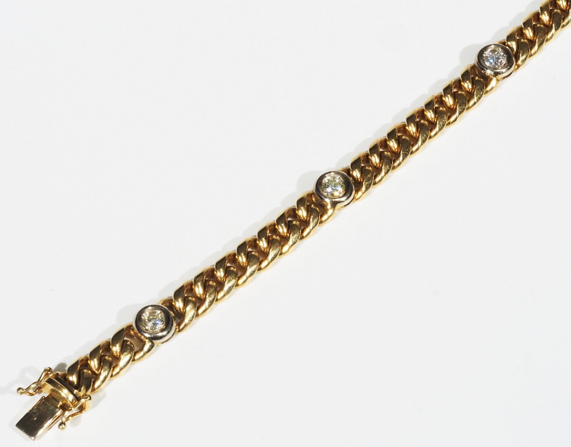 Massives Armband mit fünf Brillanten, 585er Gelb- und Weißgold. - Image 3 of 6