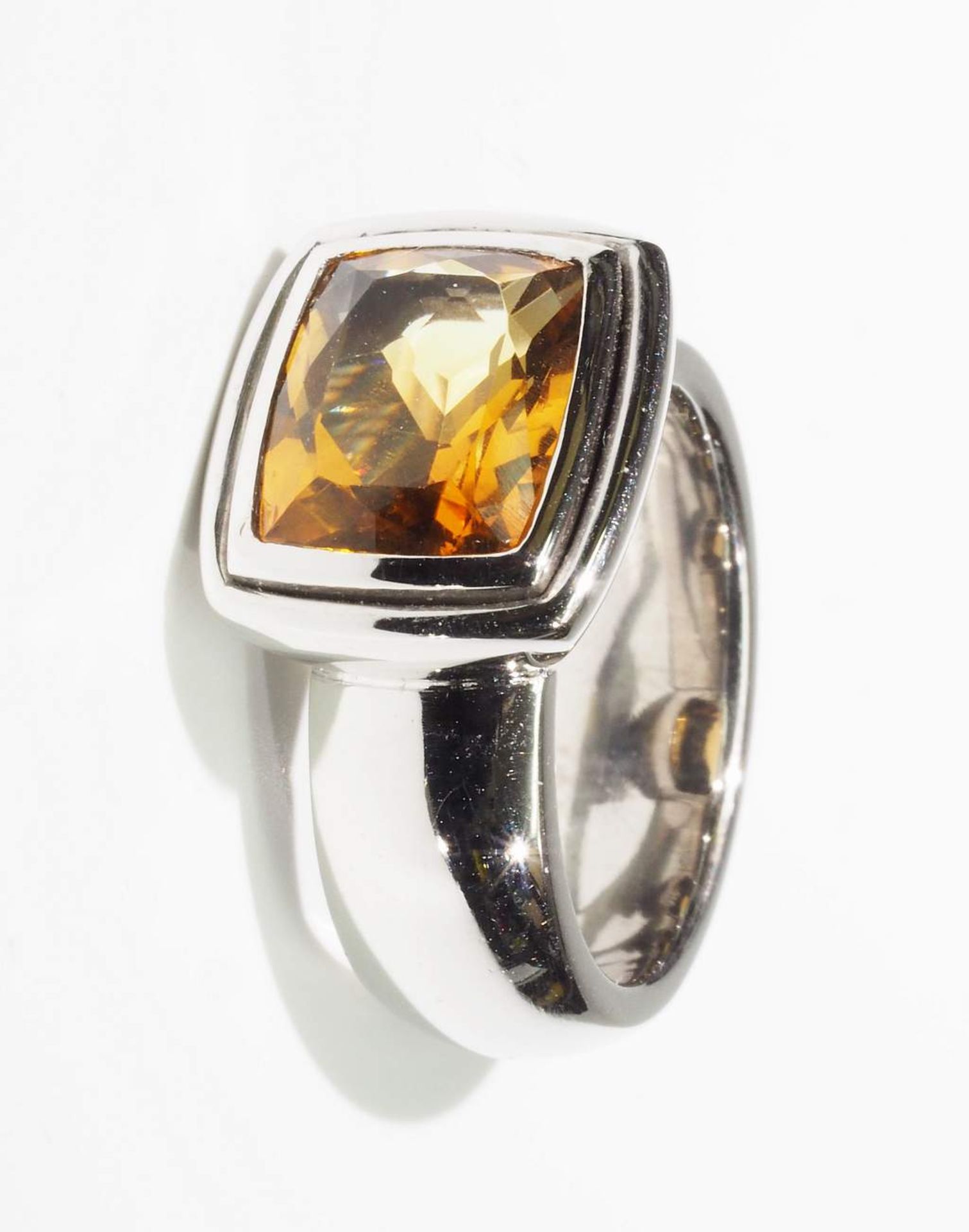Ring mit Citrin (Fochtmann). 750er Weißgold, - Image 2 of 7
