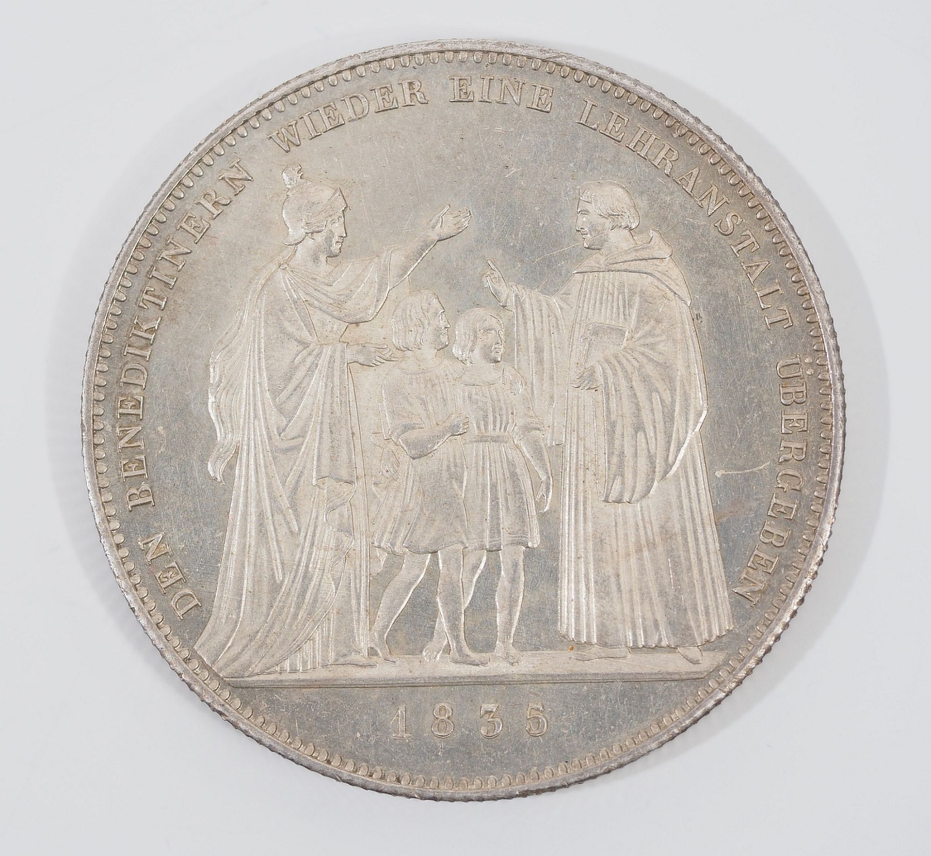 Bayern, Ludwig I. 1825 - 1848, Silber. Geschichtstaler Benediktiner-Lehranstalt 1835, - Image 4 of 4