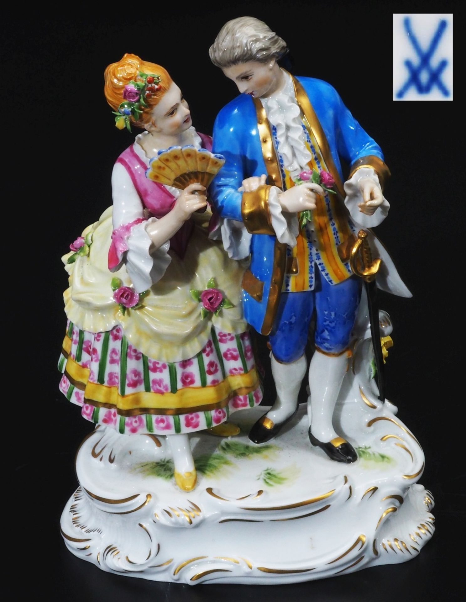 Figurengruppe "Galantes Rokokopaar". MEISSEN Jahreszeichen 1991, Modellnummer 73341