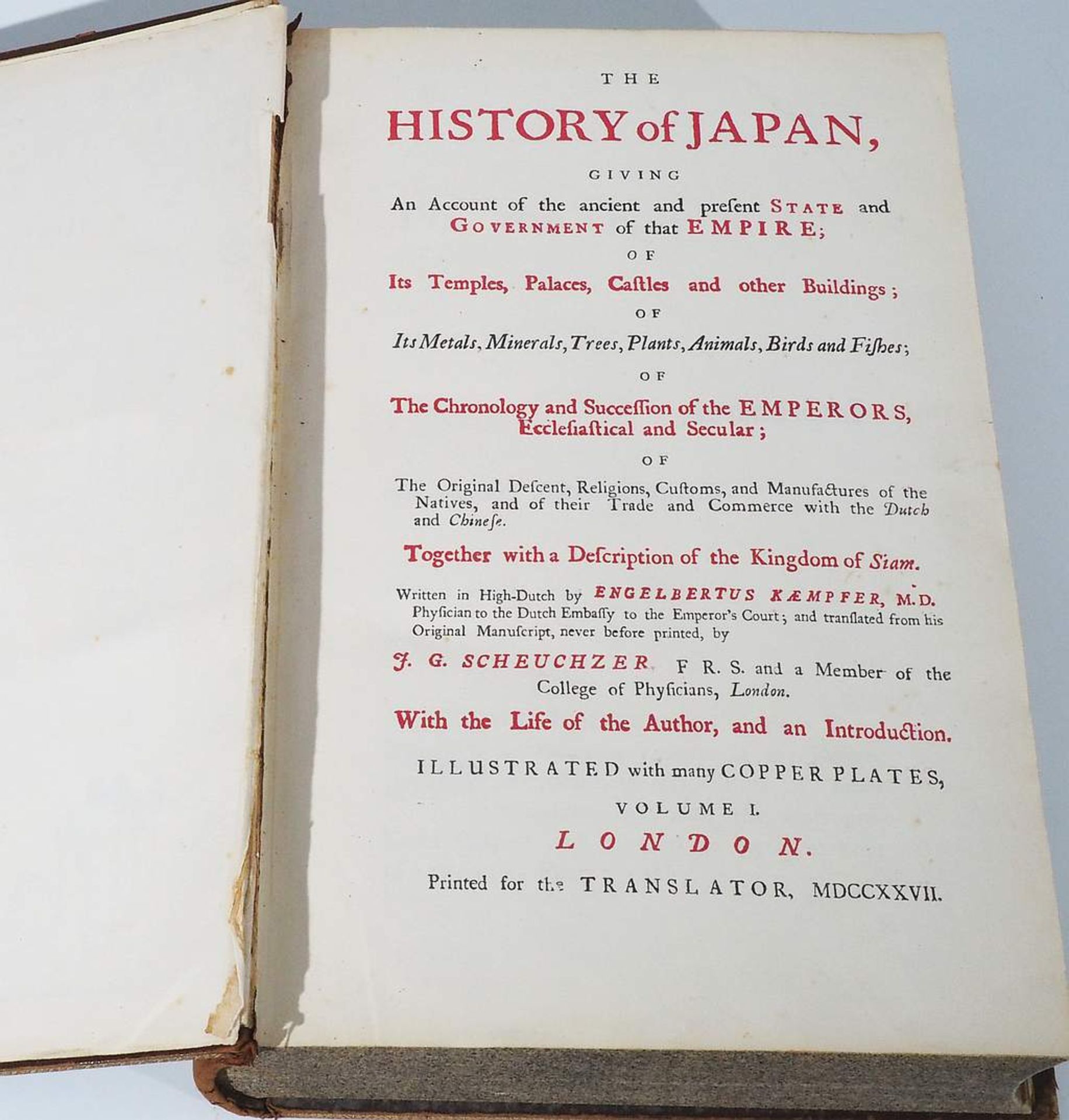KAEMPFER, Engelbert. The History of Japan. Buch 1 - 4, Kopie von 1929, gedruckt in Kyoto/Japan - Bild 4 aus 9