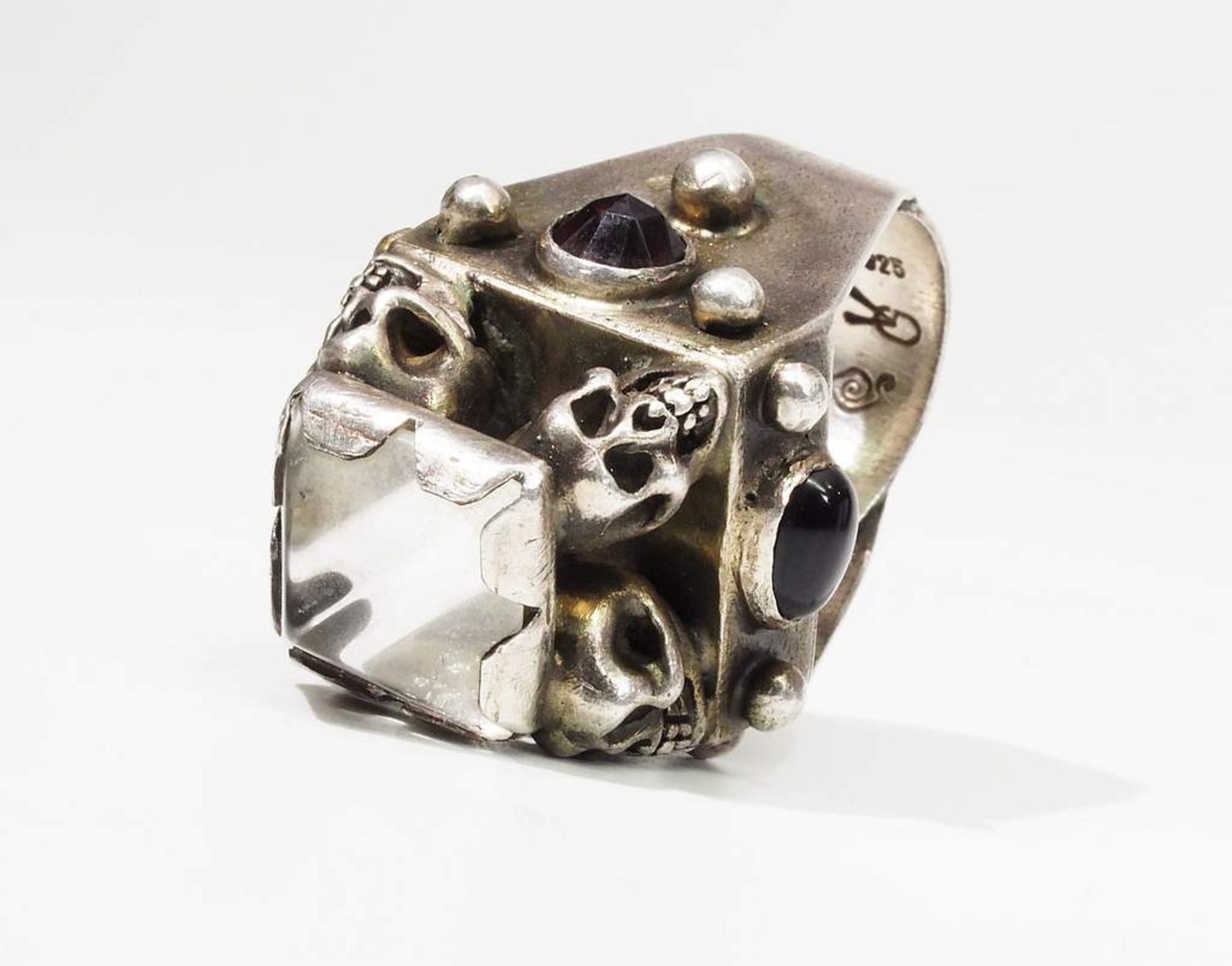 Ring mit Bergkristall und Granate. 925er Silber gestempelt mit Herstellerpunze. - Image 5 of 9