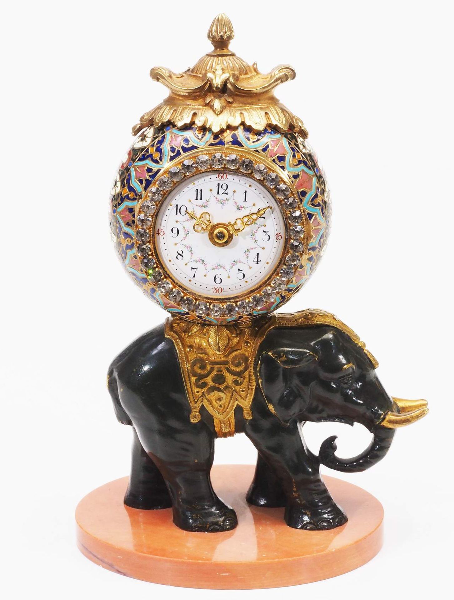 Bronzeelefant mit Uhr. - Bild 2 aus 8