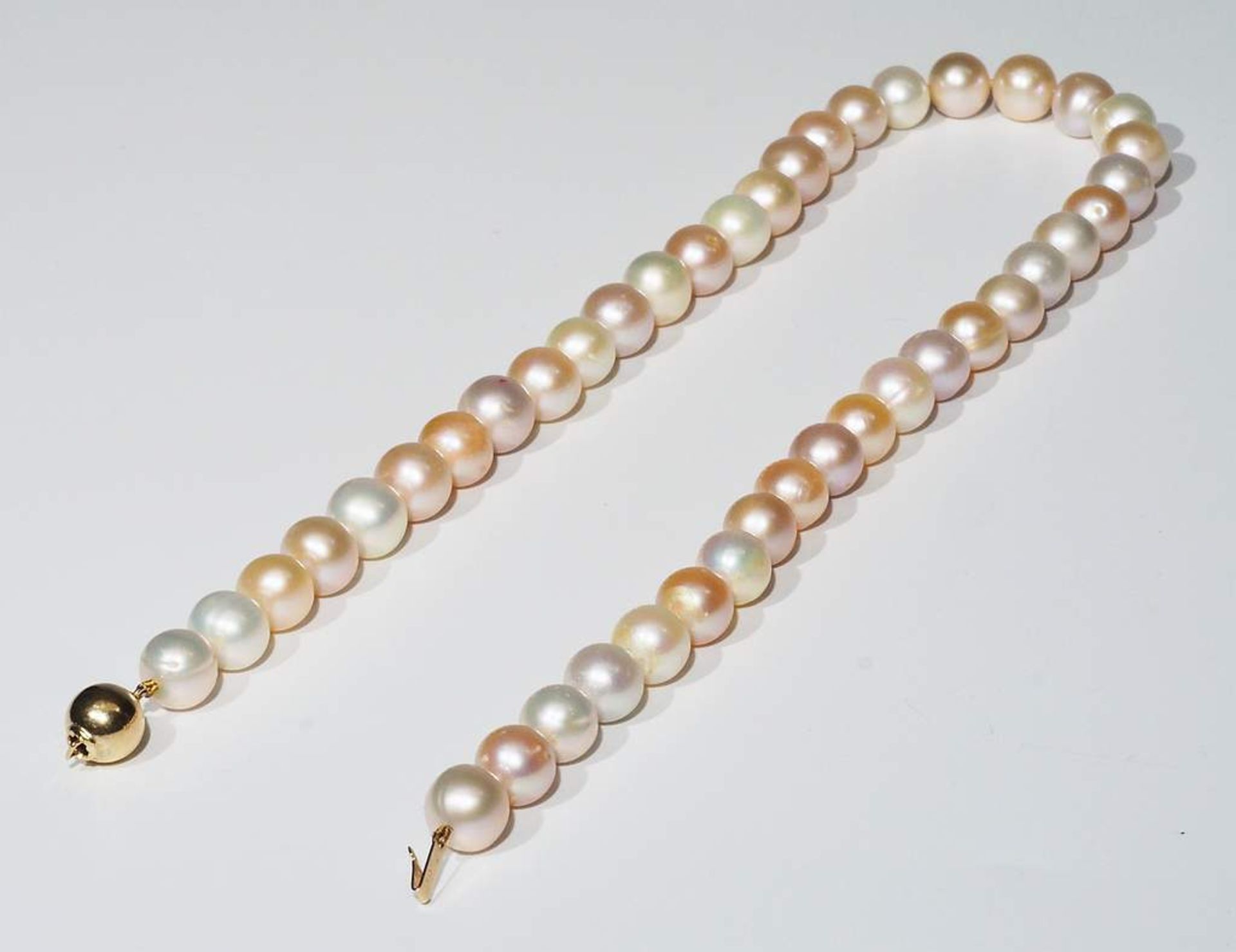 Multicolor Perlenkette in Pastelltönen mit 585er Gelbgoldverschluß. - Bild 7 aus 7