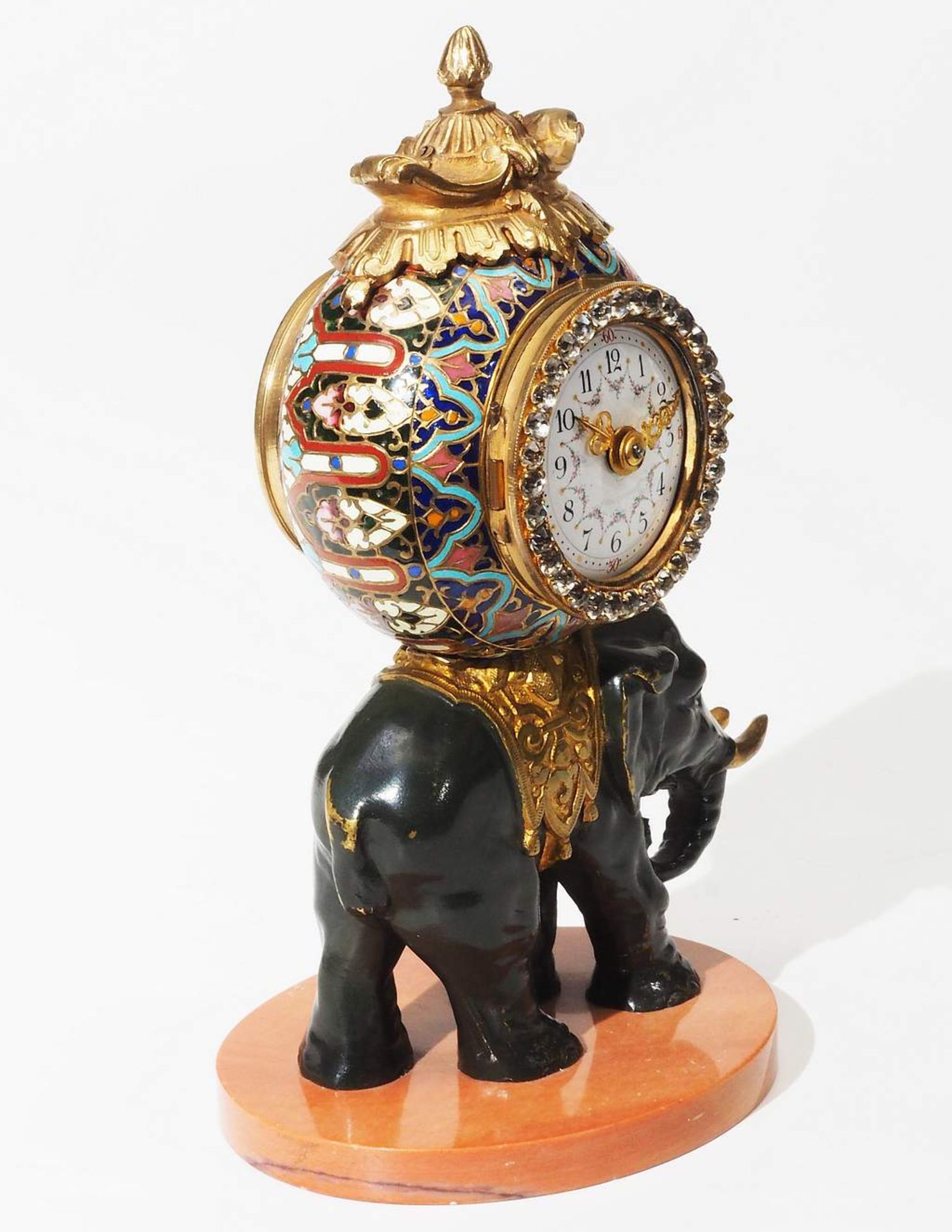 Bronzeelefant mit Uhr. - Bild 5 aus 8