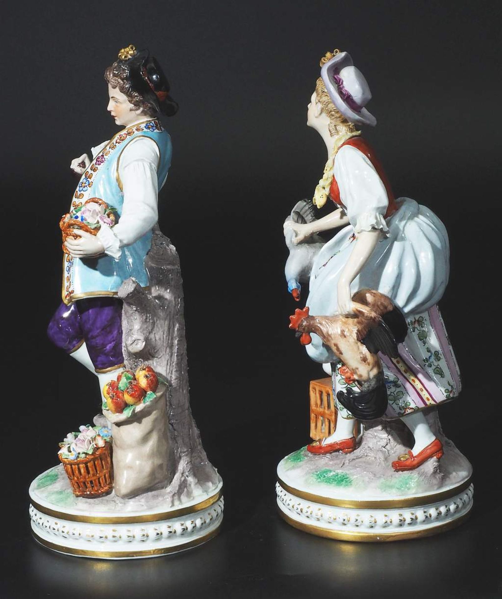 Paar große Porzellanfiguren, SITZENDORF/Thüringen. - Bild 4 aus 7