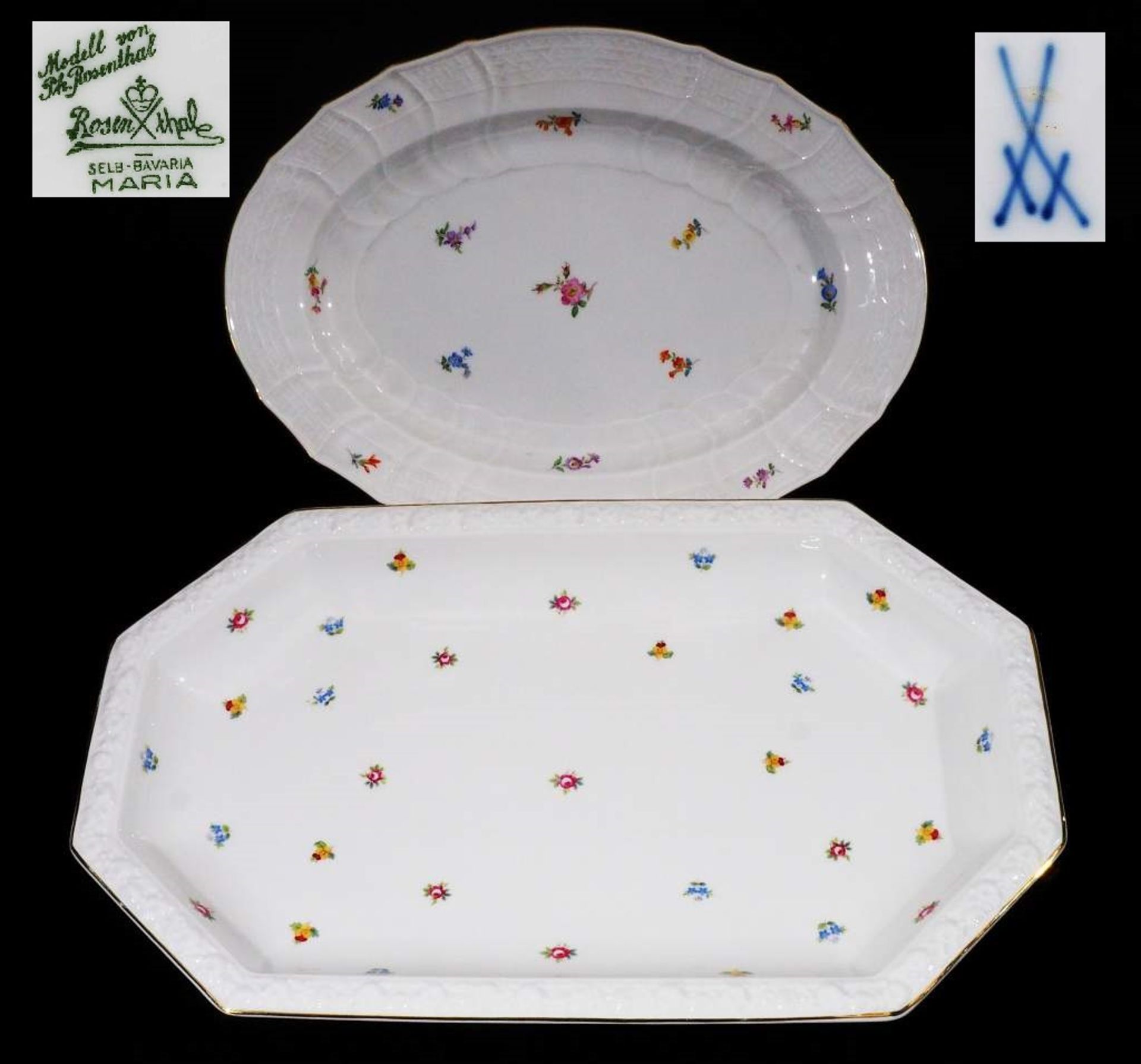 Zwei Speiseplatten. MEISSEN und ROSENTHAL Selb Bavaria.