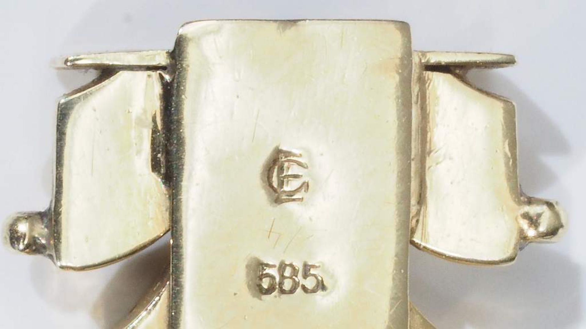 Apartes Armband mit v-förmigen Gliedern, 585er Gelbgold. - Image 7 of 7