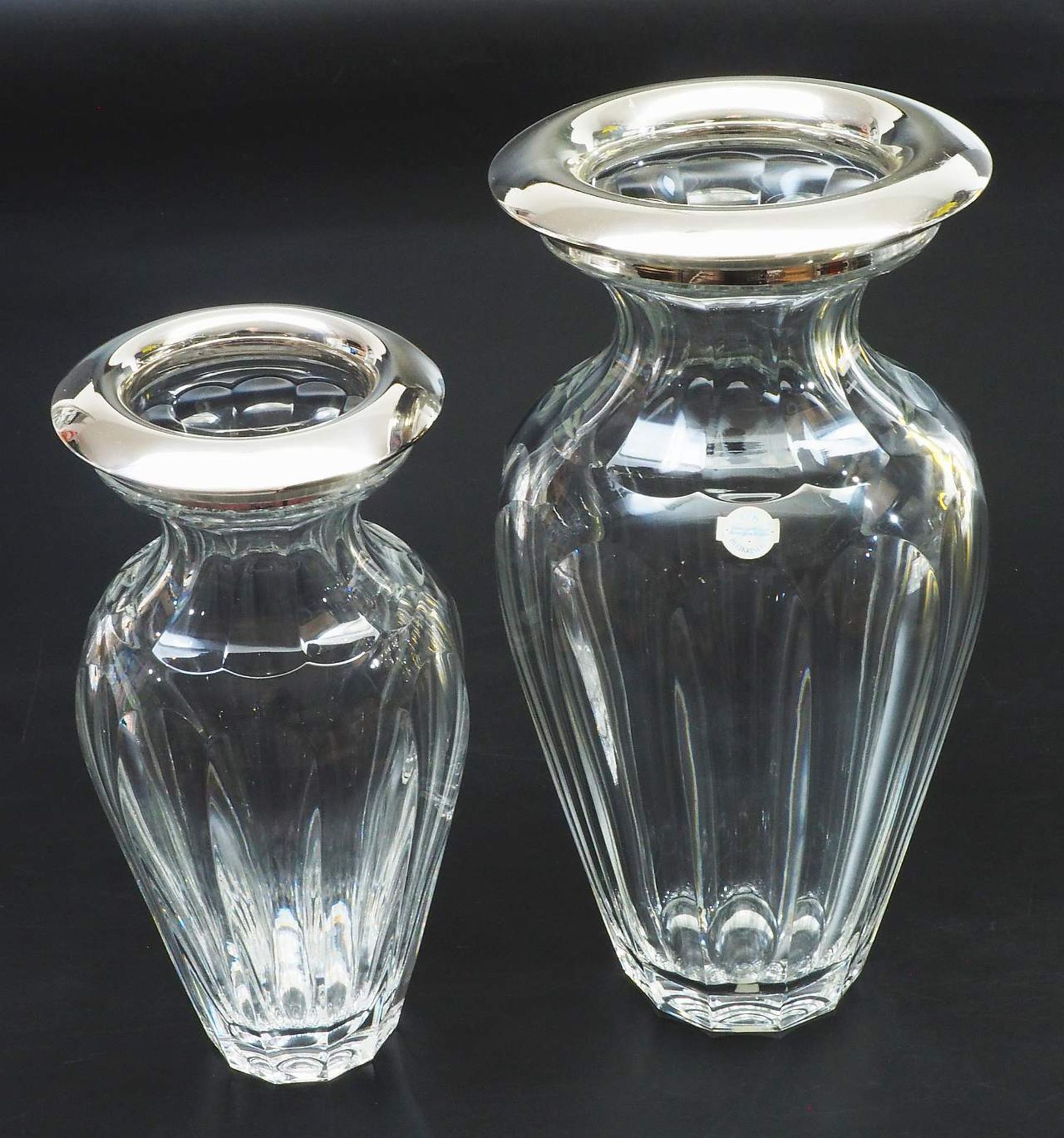 Zwei Kristallglasvasen mit 925er Sterlingsilbermontur. - Image 2 of 7