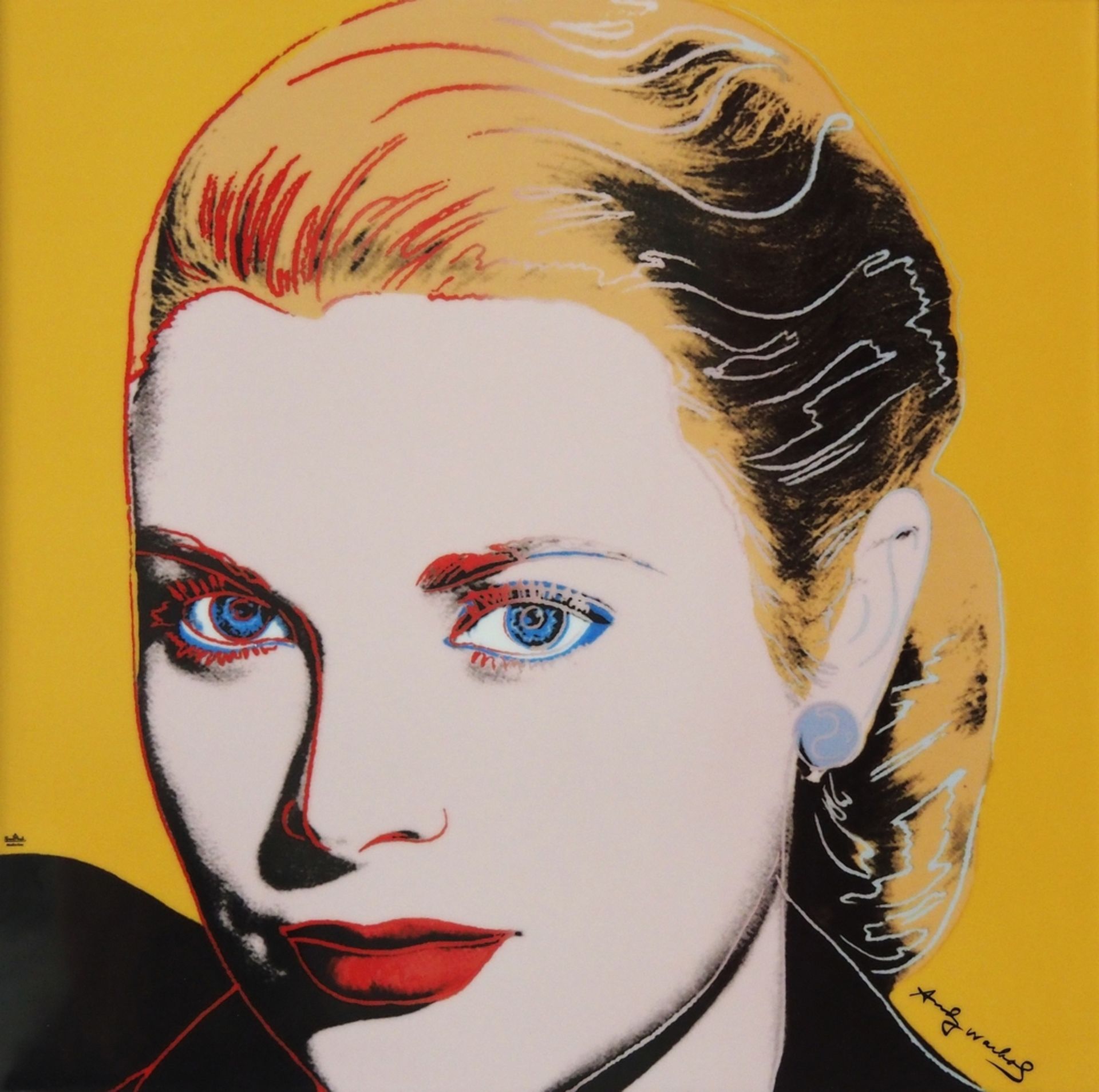 Nach ANDY WARHOL (1928 - 1987). Wandbild Porzellankachel Grace Kelly "Yellow".