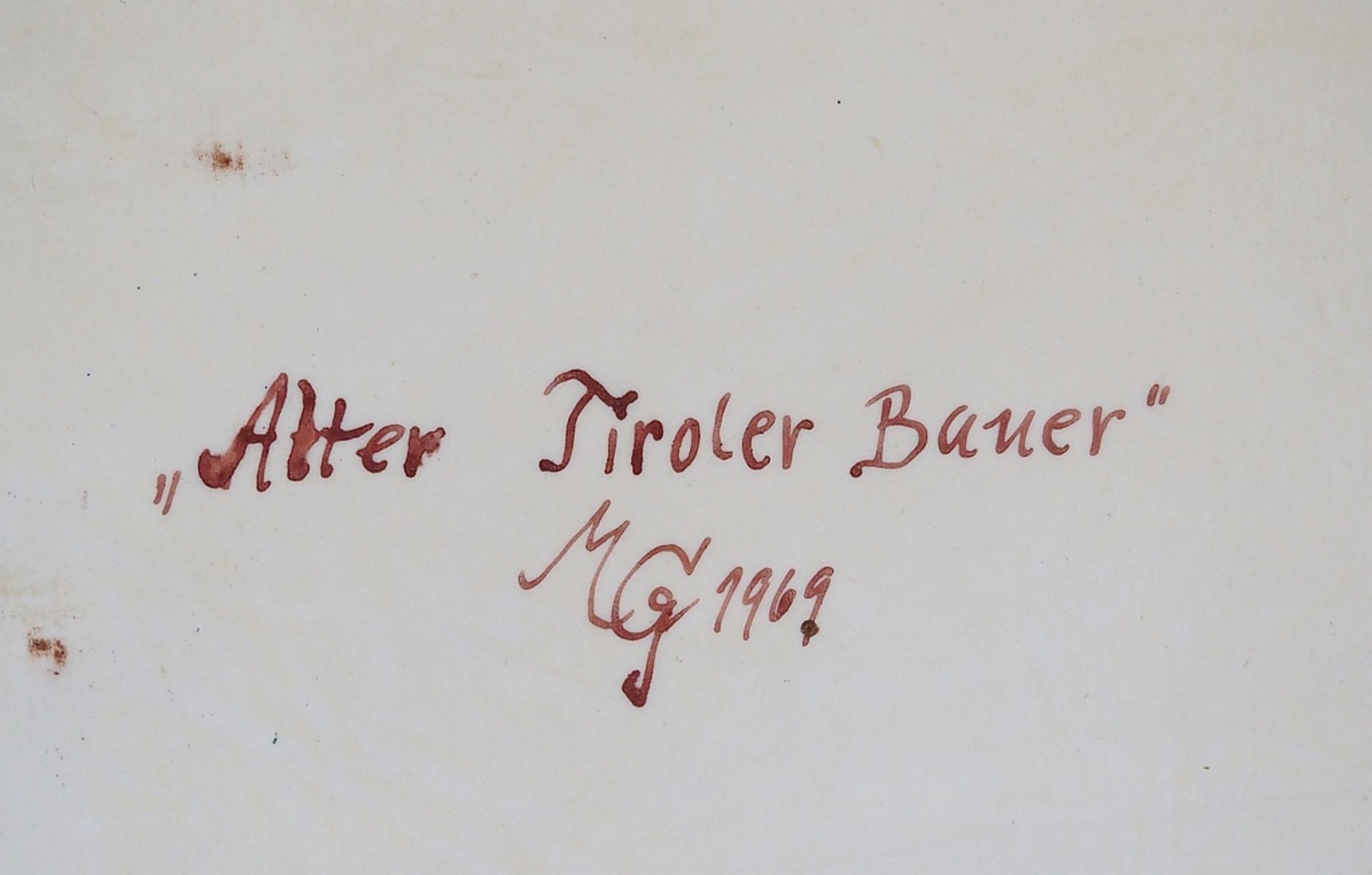 Porzellanbild mit Motiv nach Max Grötsch, "Tiroler Bauer", datiert 1969, - Bild 5 aus 6
