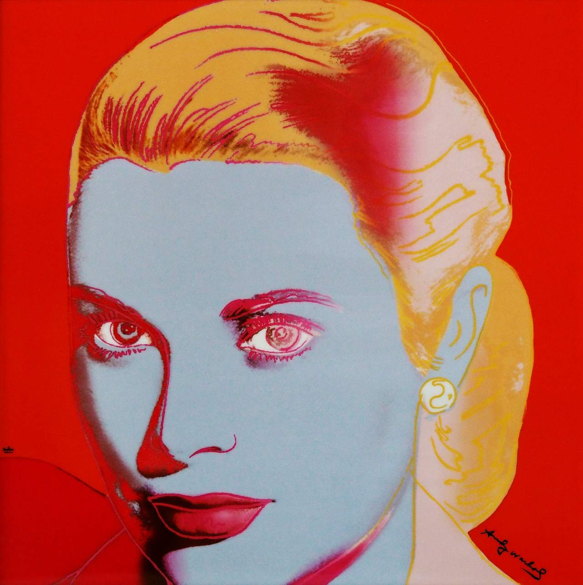 Nach ANDY WARHOL (1928 - 1987). Wandbild Porzellankachel Grace Kelly "Red". - Image 2 of 12