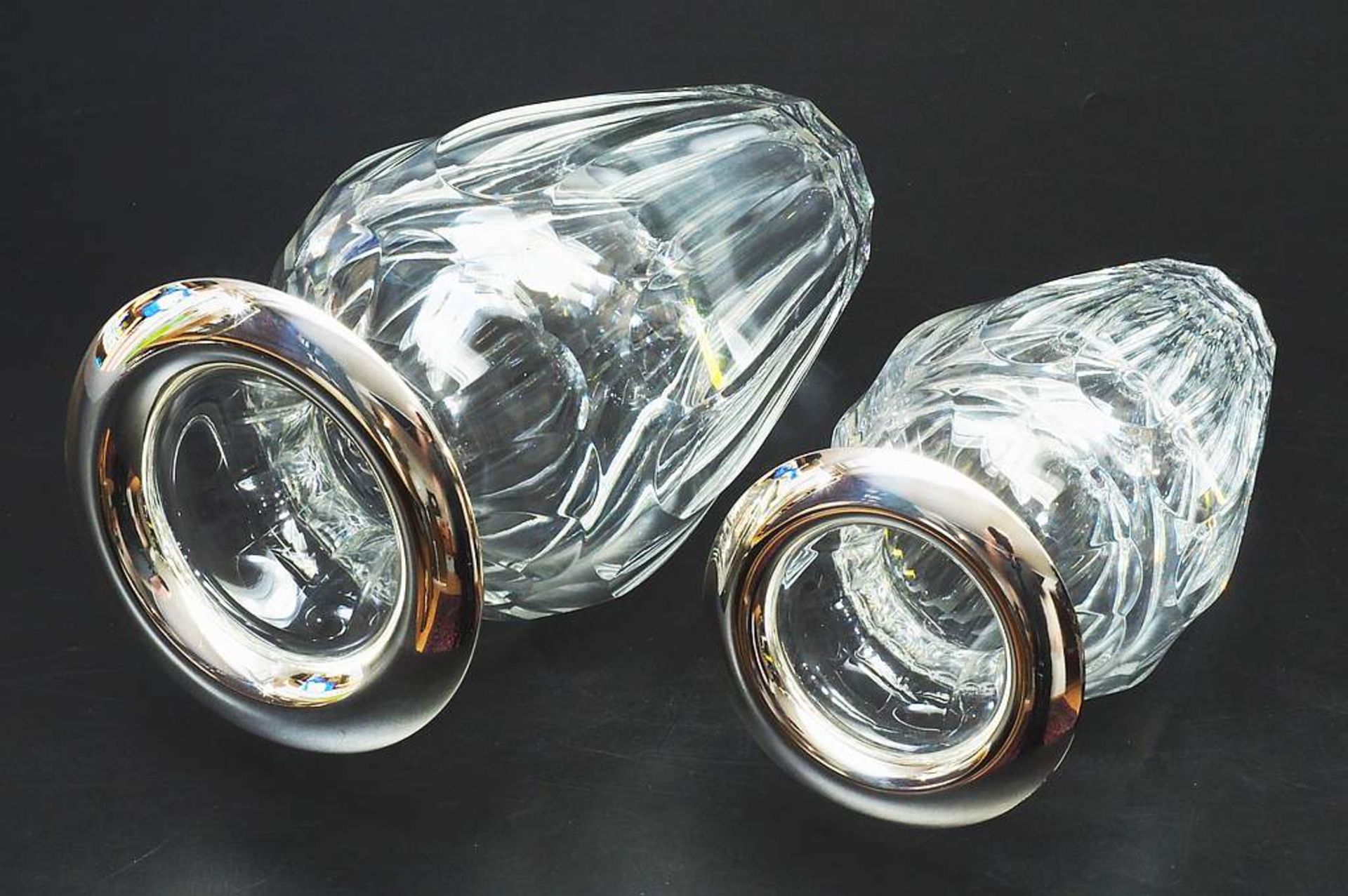 Zwei Kristallglasvasen mit 925er Sterlingsilbermontur. - Image 3 of 7