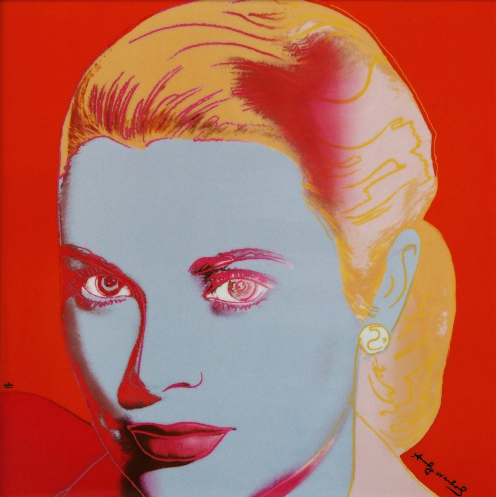 Nach ANDY WARHOL (1928 - 1987). Wandbild Porzellankachel Grace Kelly "Red".