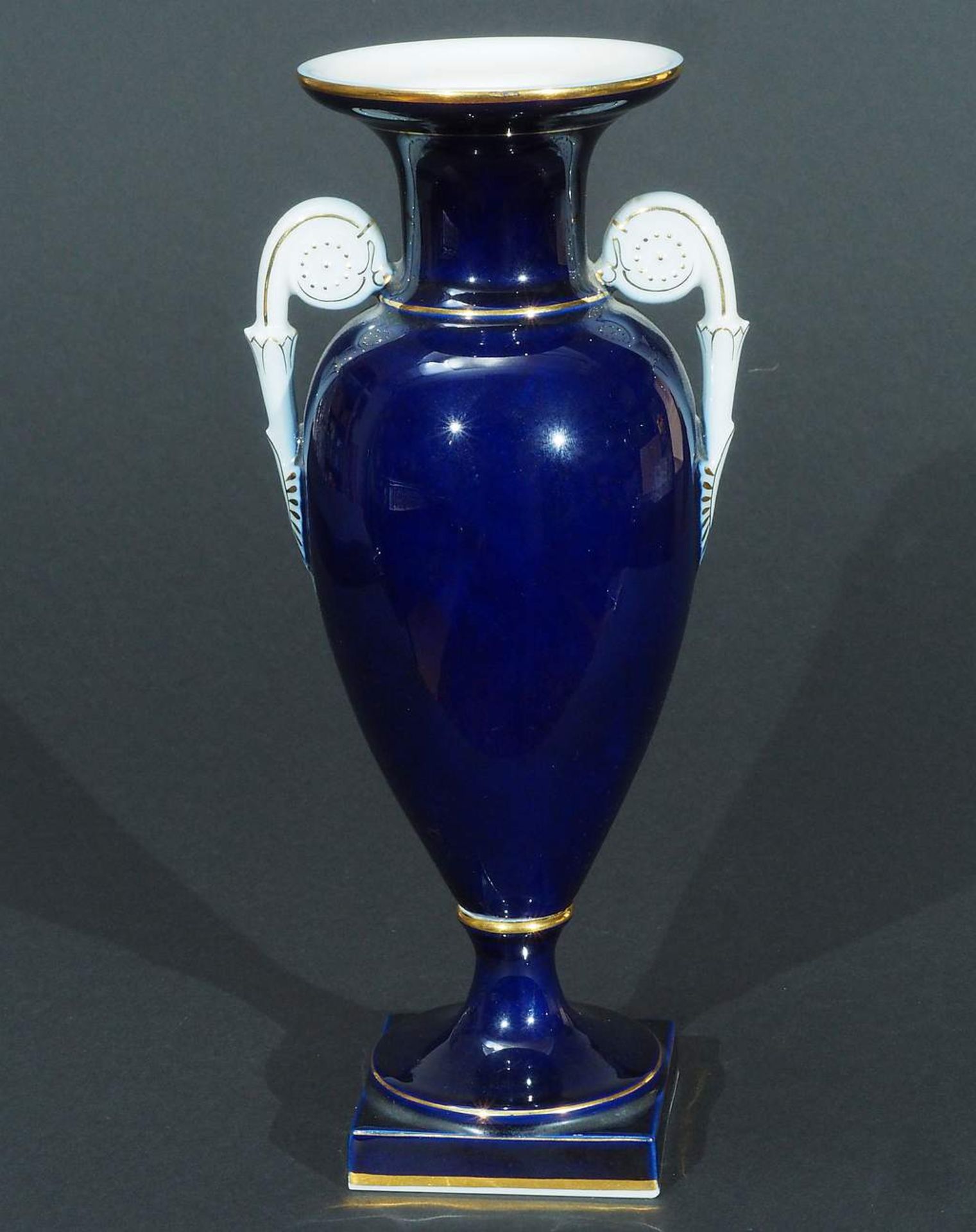 Kobalt-Amphorenvase, MEISSEN nach 1954, 1. Wahl. - Image 3 of 6