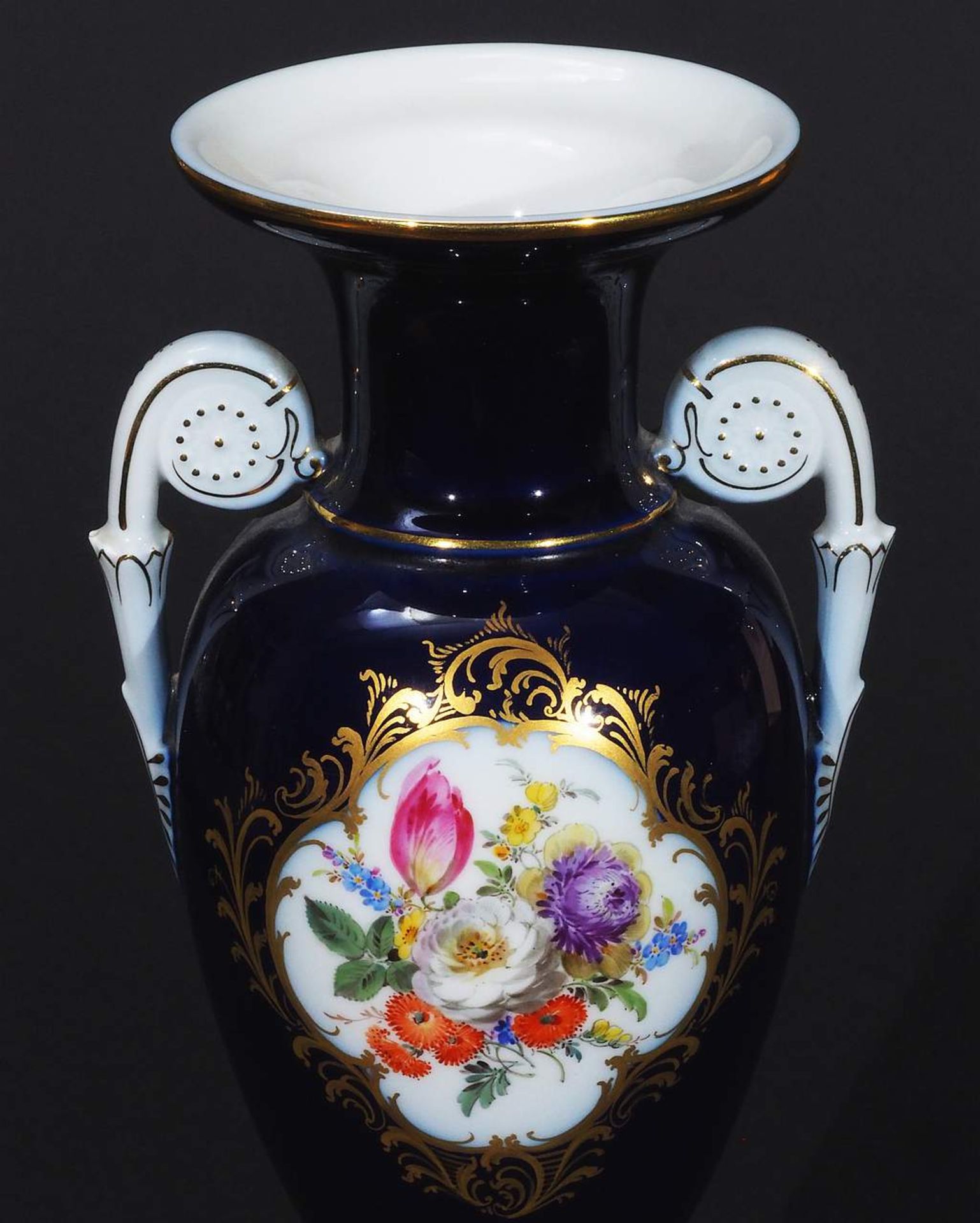 Kobalt-Amphorenvase, MEISSEN nach 1954, 1. Wahl. - Image 4 of 6