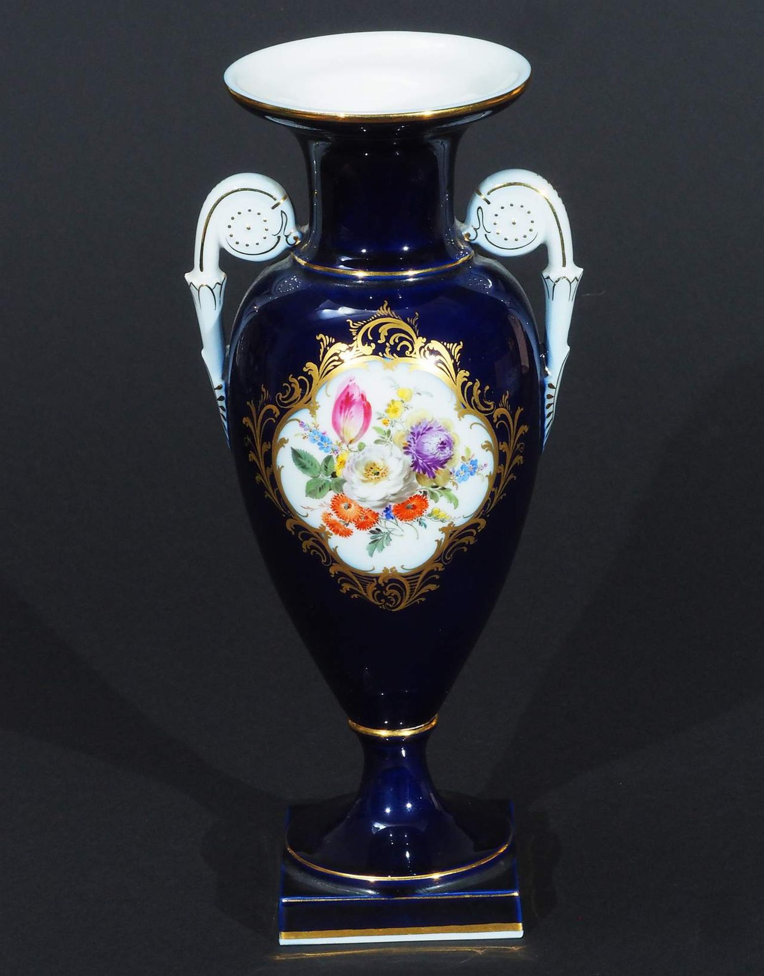 Kobalt-Amphorenvase, MEISSEN nach 1954, 1. Wahl. - Image 2 of 6