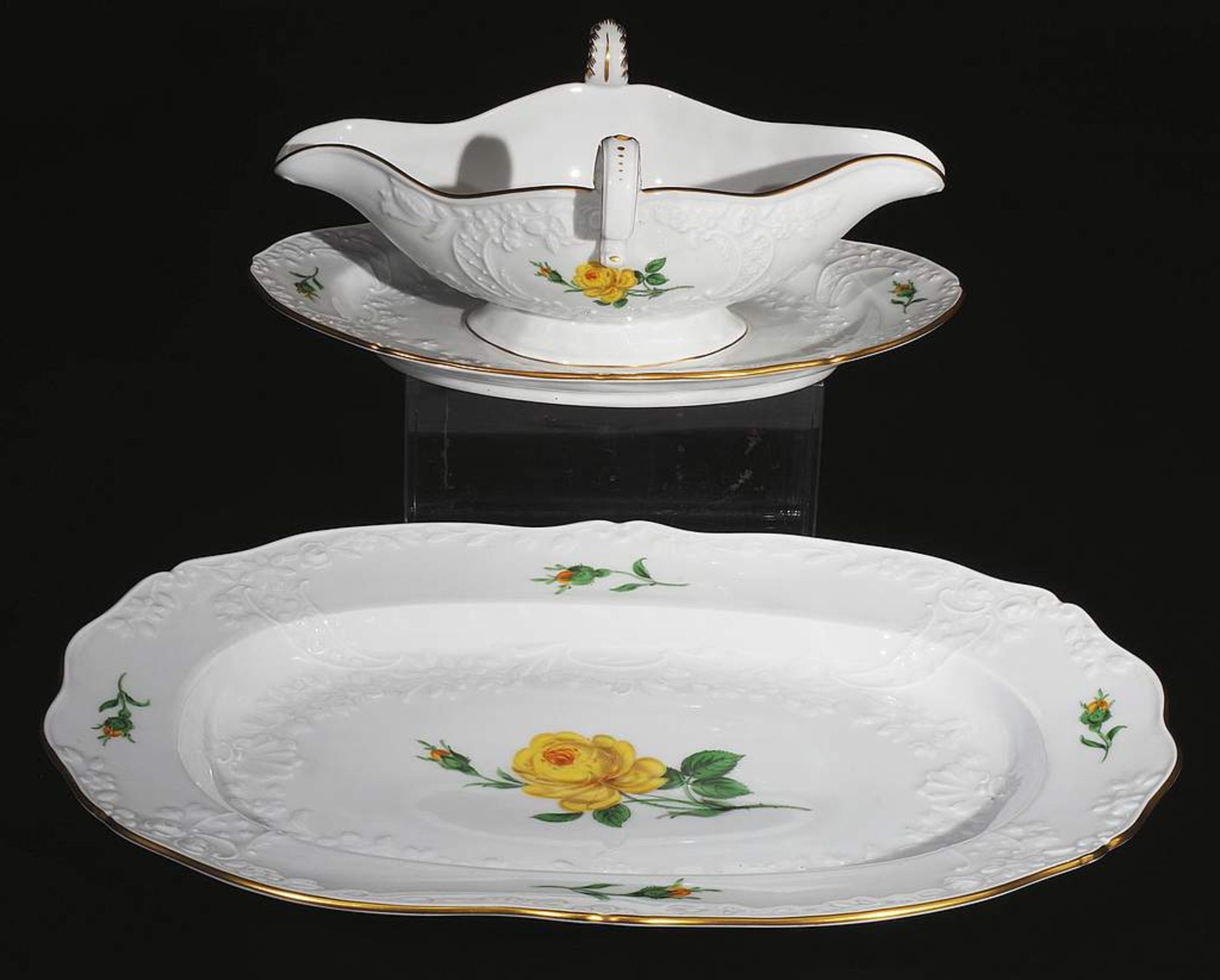 Speiseservice Dekor "Gelbe Rose", MEISSEN Marke 1980. - Image 6 of 7