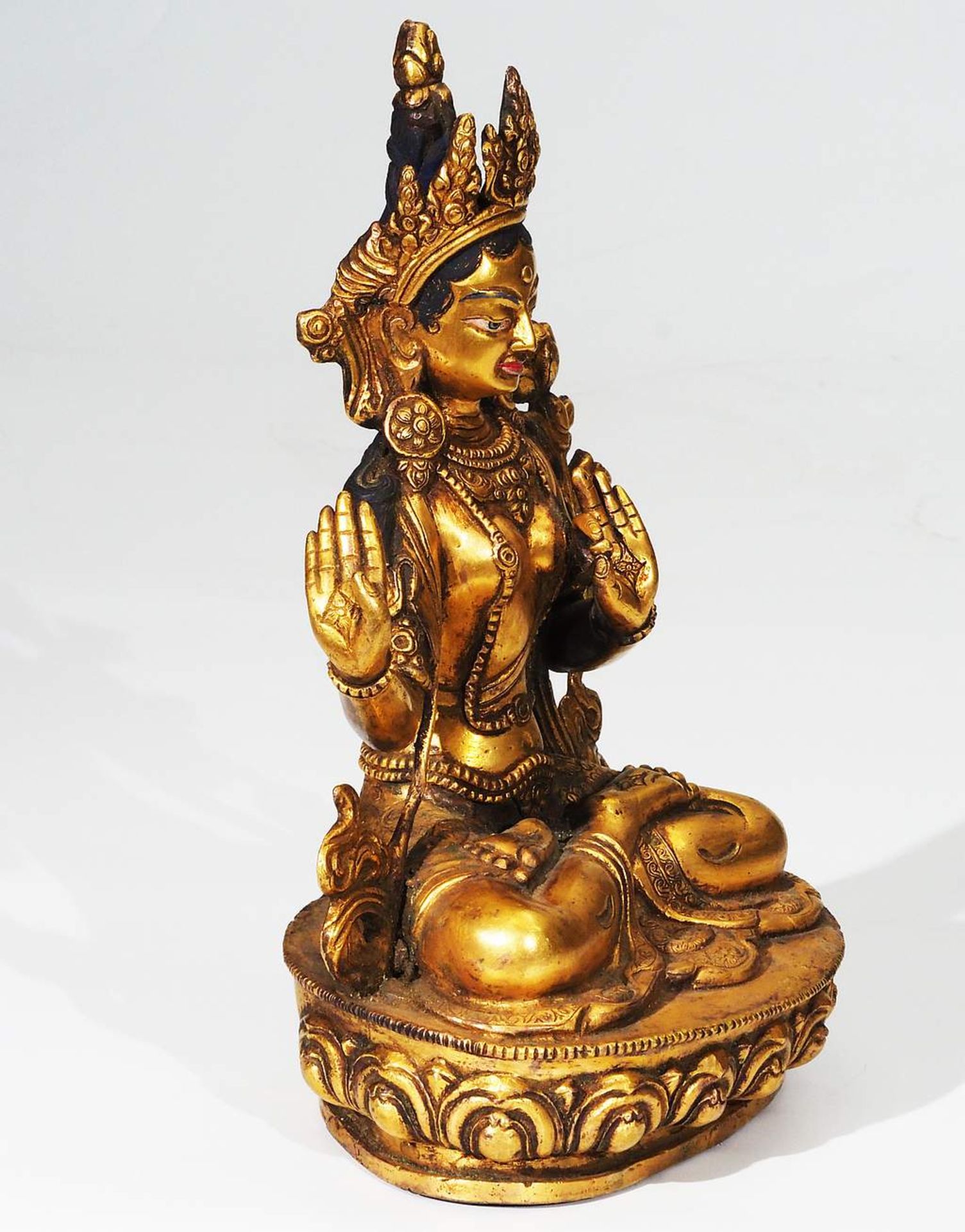 Göttin "Tara", Kupferbronze, Feuer vergoldet (24 kt.) - Bild 3 aus 7