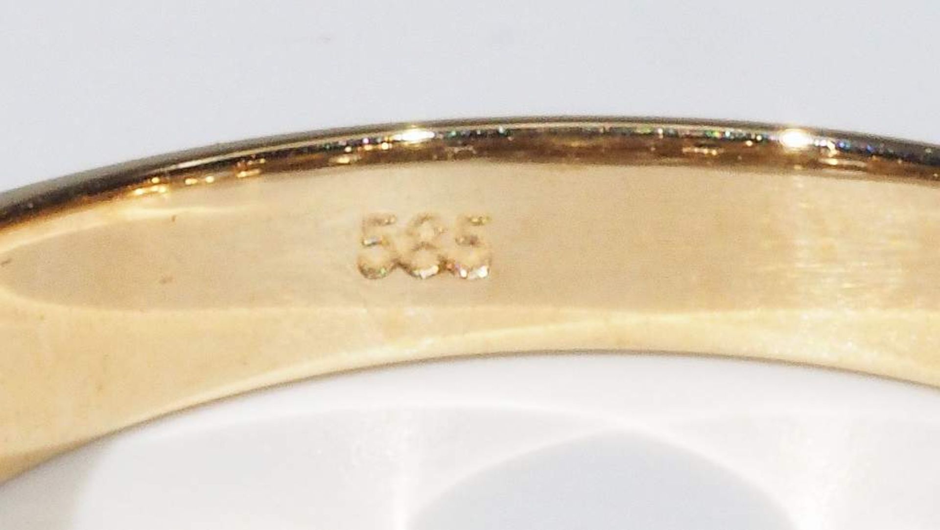 Damenring mit Brillant von ca. 0,10 ct. H/si. 585er Gelb- und Weißgold, - Bild 6 aus 6