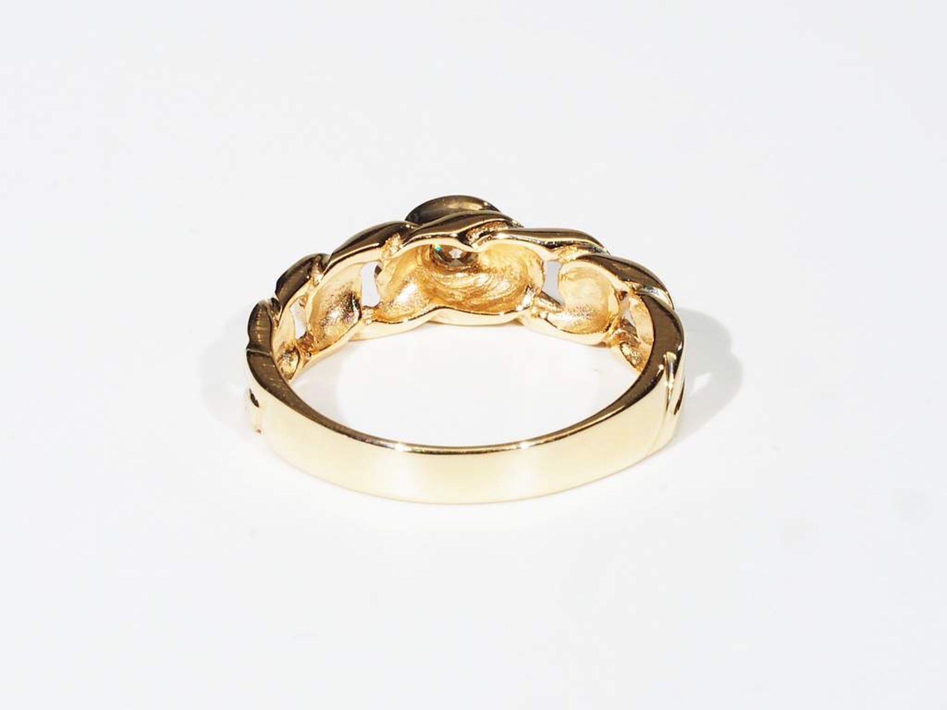 Damenring mit Brillant von ca. 0,10 ct. H/si. 585er Gelb- und Weißgold, - Bild 5 aus 6