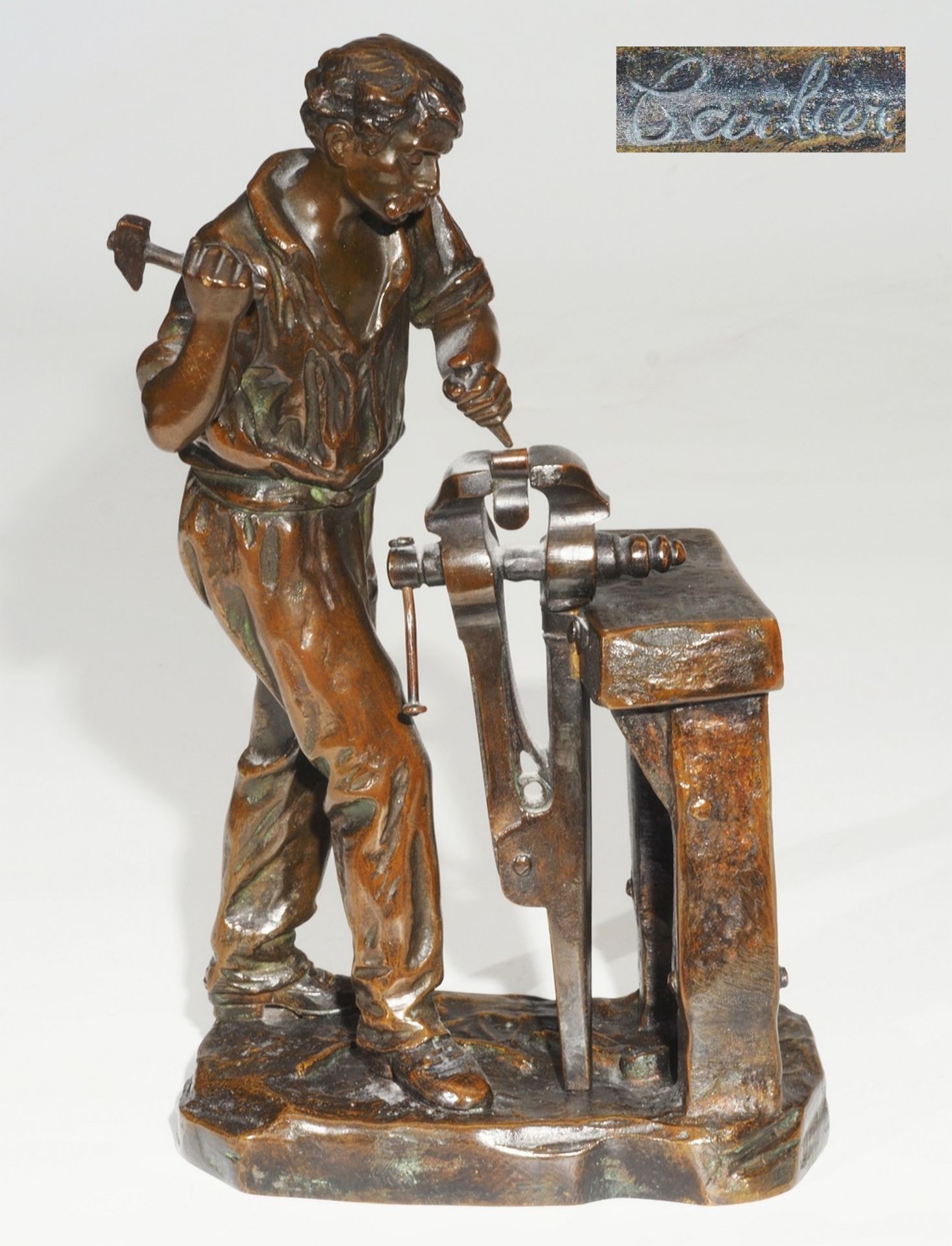 CARLIER, Émile Joseph Nestor. Standfigur "Le Forgeron", Frankreich, um 1900