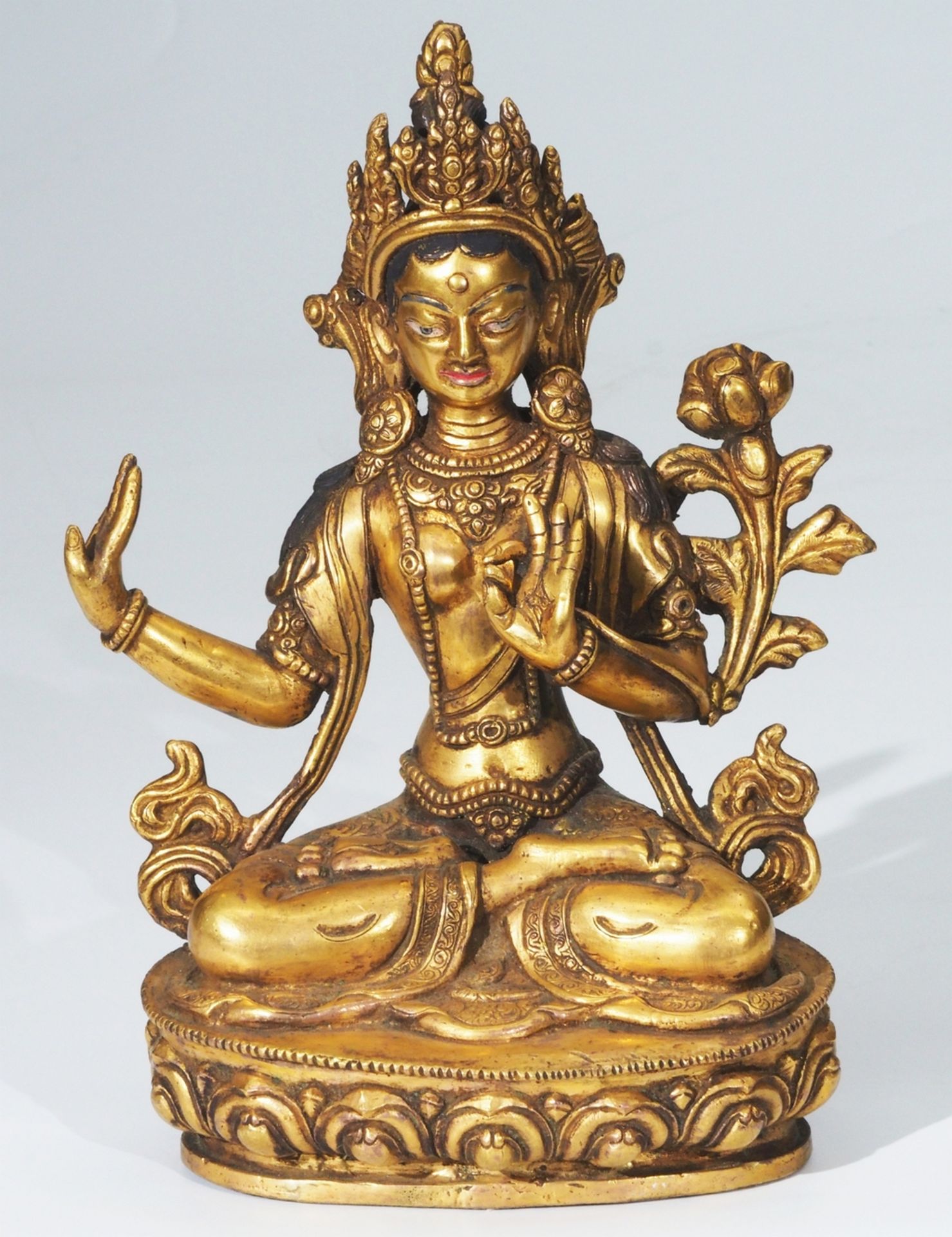 Göttin "Tara", Kupferbronze, Feuer vergoldet (24 kt.)